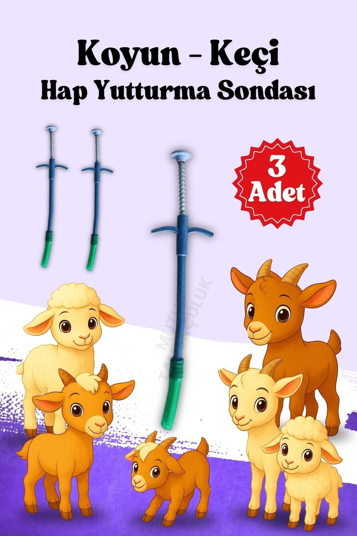 mutlu tavukçuluk 3 Adet Hap Plastik Hap Yutturma Sondası Küçükbaş Koyun İlaç Yuturma Enjektörü Keçi Kuzu Oğlak Koç