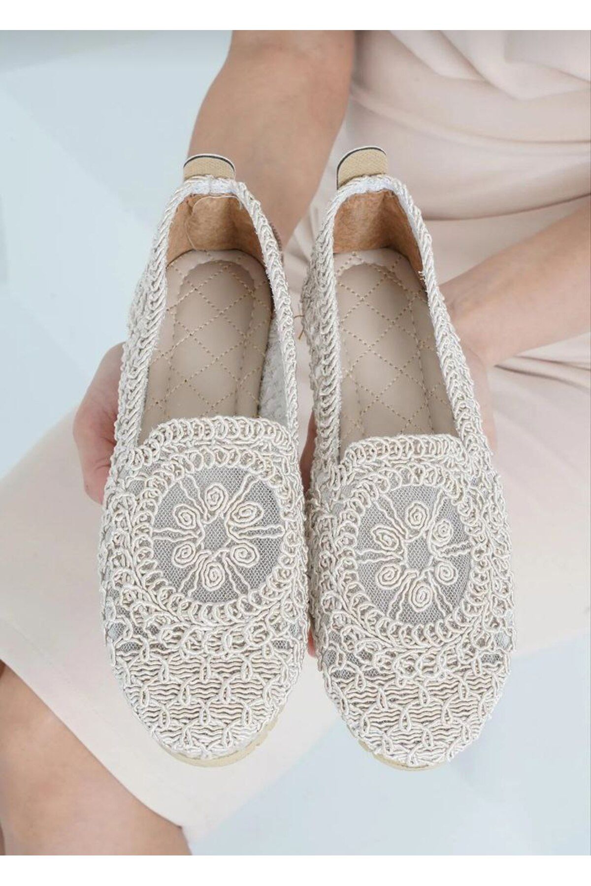 Butik Rahatlı ve hava alabilen Kadın Örme Babet Ayakkabı Anne Ayakkabı Günlük Ayakkabı Dantel Babet