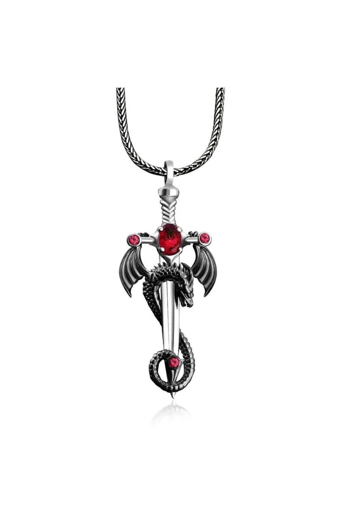shop Ejderha Şovalye Model zirkon taşlı 925 Ayar Gümüş Erkek Kolye