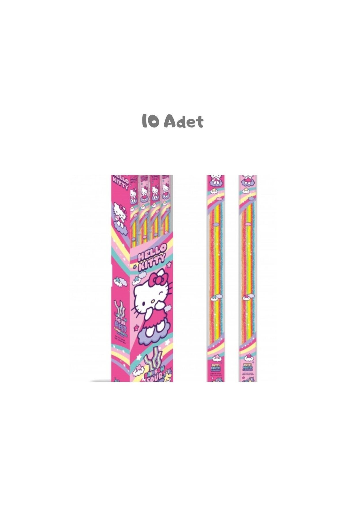 Hello Kitty Rainbow Ekşi Şerit Şeker Tutti Frutti Aromalı (15 Gr.) 10 Adet