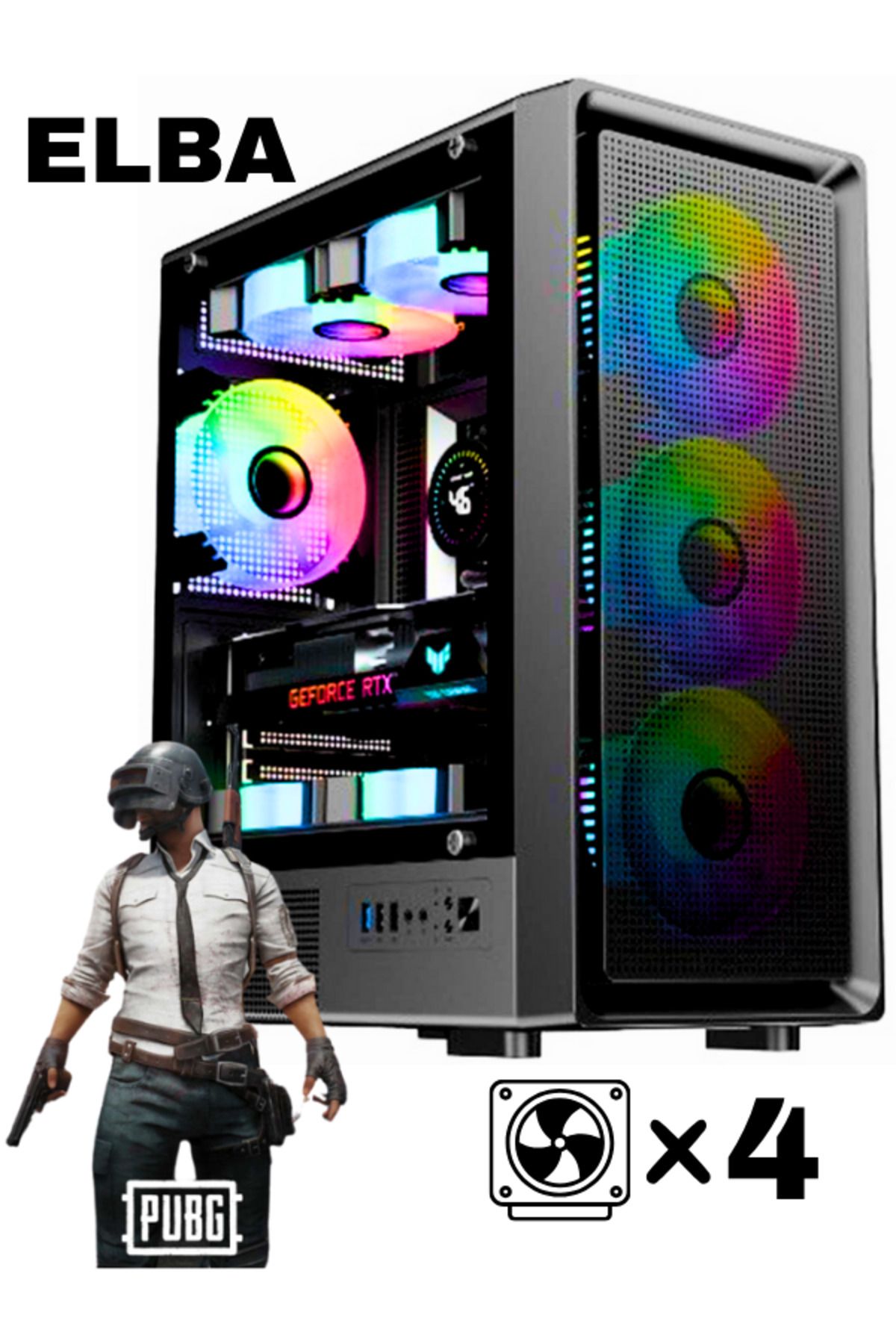 SEDAŞ LIVING UNITS IŞIKLI GAMING COMPUTER CASE 4 ADET FANLI Boş Kasa ELBA J-330 Siyah Atx Kasa (PSU YOK)