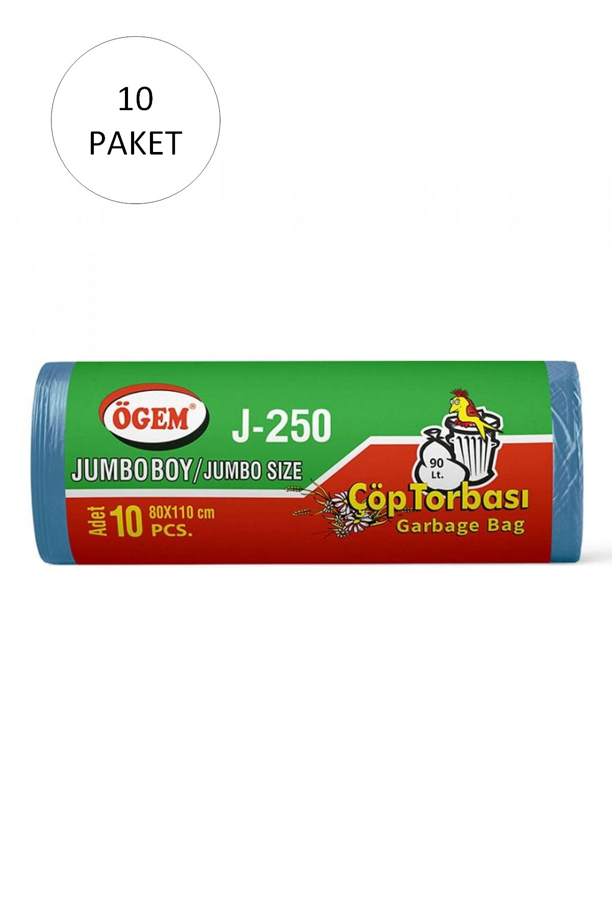 Serero J-250 Jumbo Boy Çöp Torbası 80 X 110 Cm 10 Lu Rulo X 10 Paket = 100 Adet (mavi)