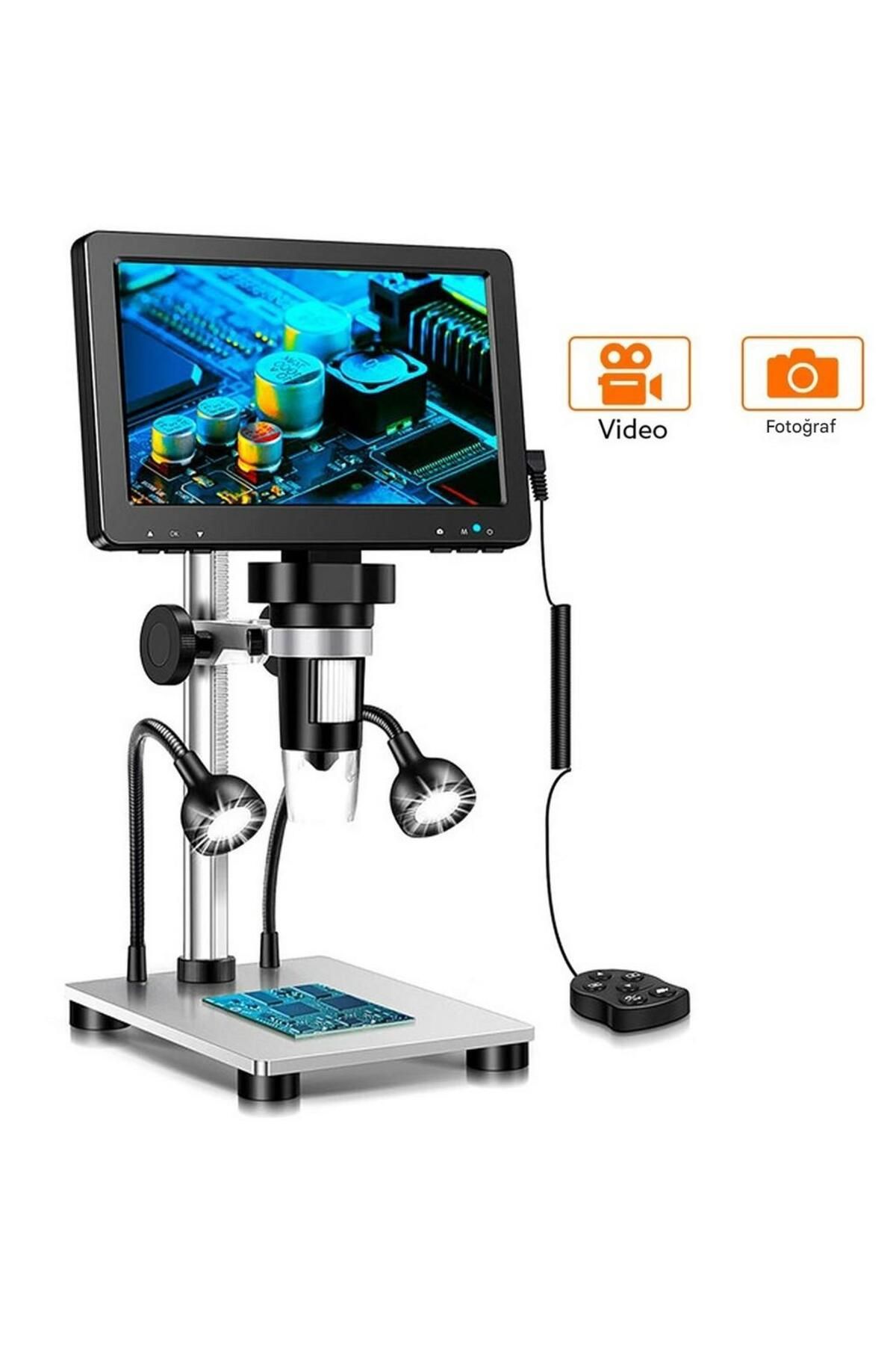 MBL DM9 7" LCD Dijital Mikroskop 1200X, 1080P Kumanda+Ledli Stand Set
