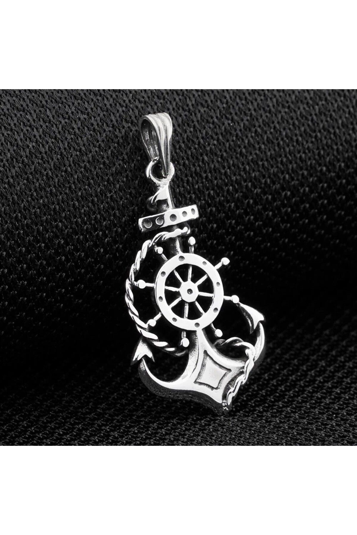 shop Denizci Çapa Dümen Tasarımlı 925 Ayar Gümüş Erkek Kolye Ucu