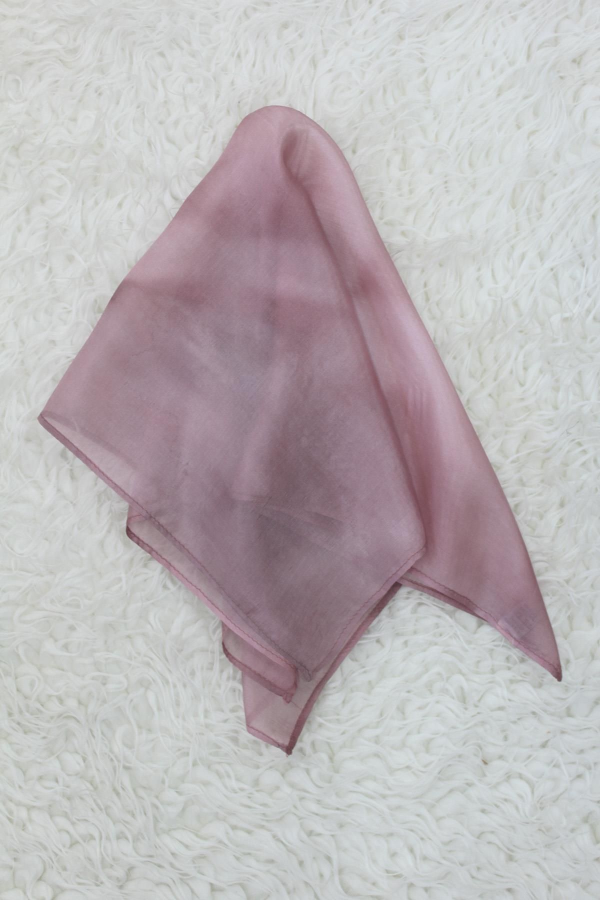 Defne&Apollon İpekçilik %100 Saf İpek El Boyama Kare Fular - 55 x 55 Tasarım - Toz Pembe