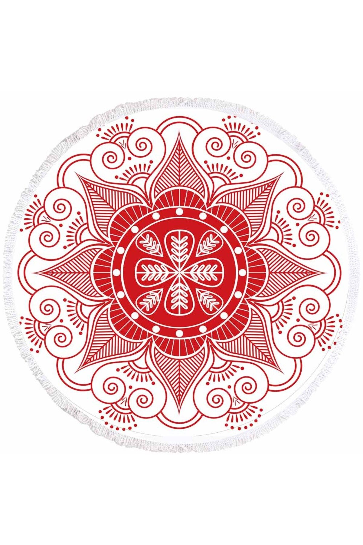 Fabeteks Çiçek Mandala Desenli Plaj Havlusu 150x150cm