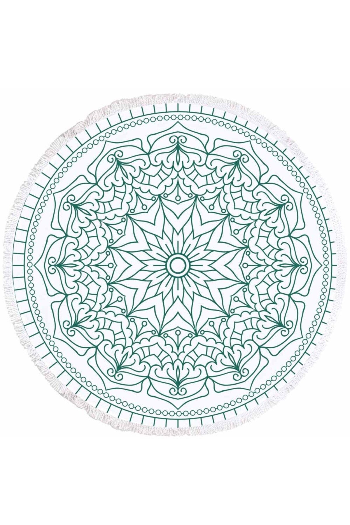 Fabeteks Mandala Çiçek ve Geometrik Plaj Havlusu 150x150cm