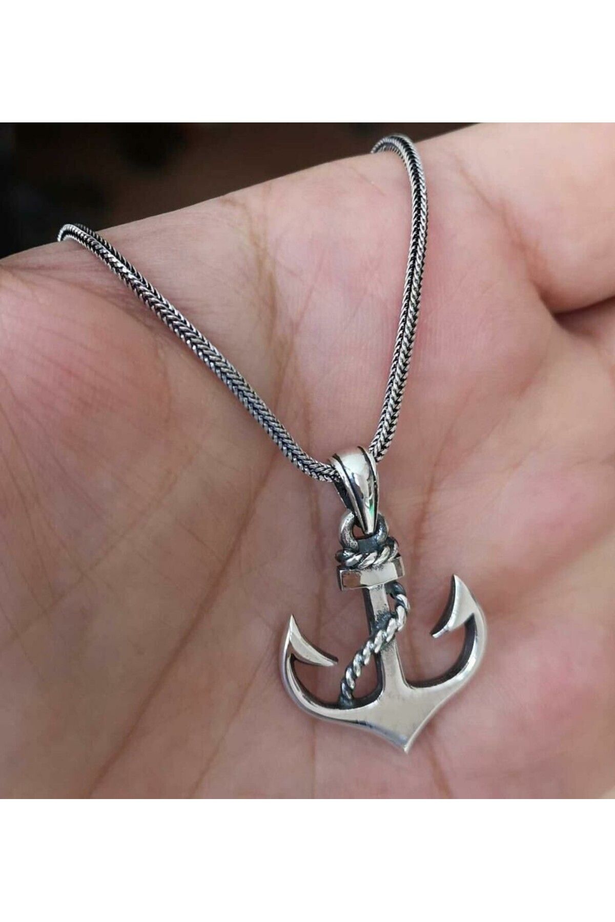 shop Denizci Çapa 925 Ayar Gümüş Erkek Kolye