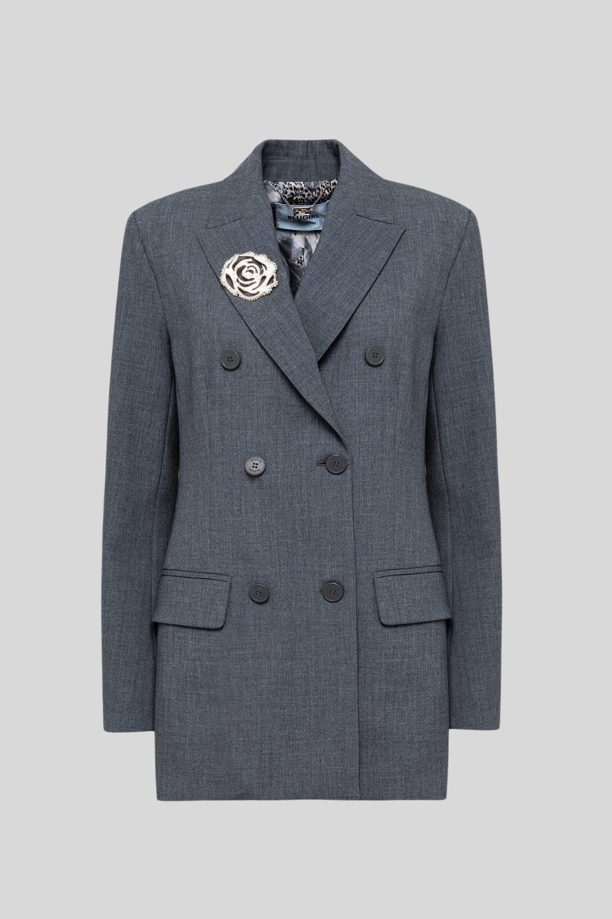 BluGirl Kadın Blazer Ceket Gri