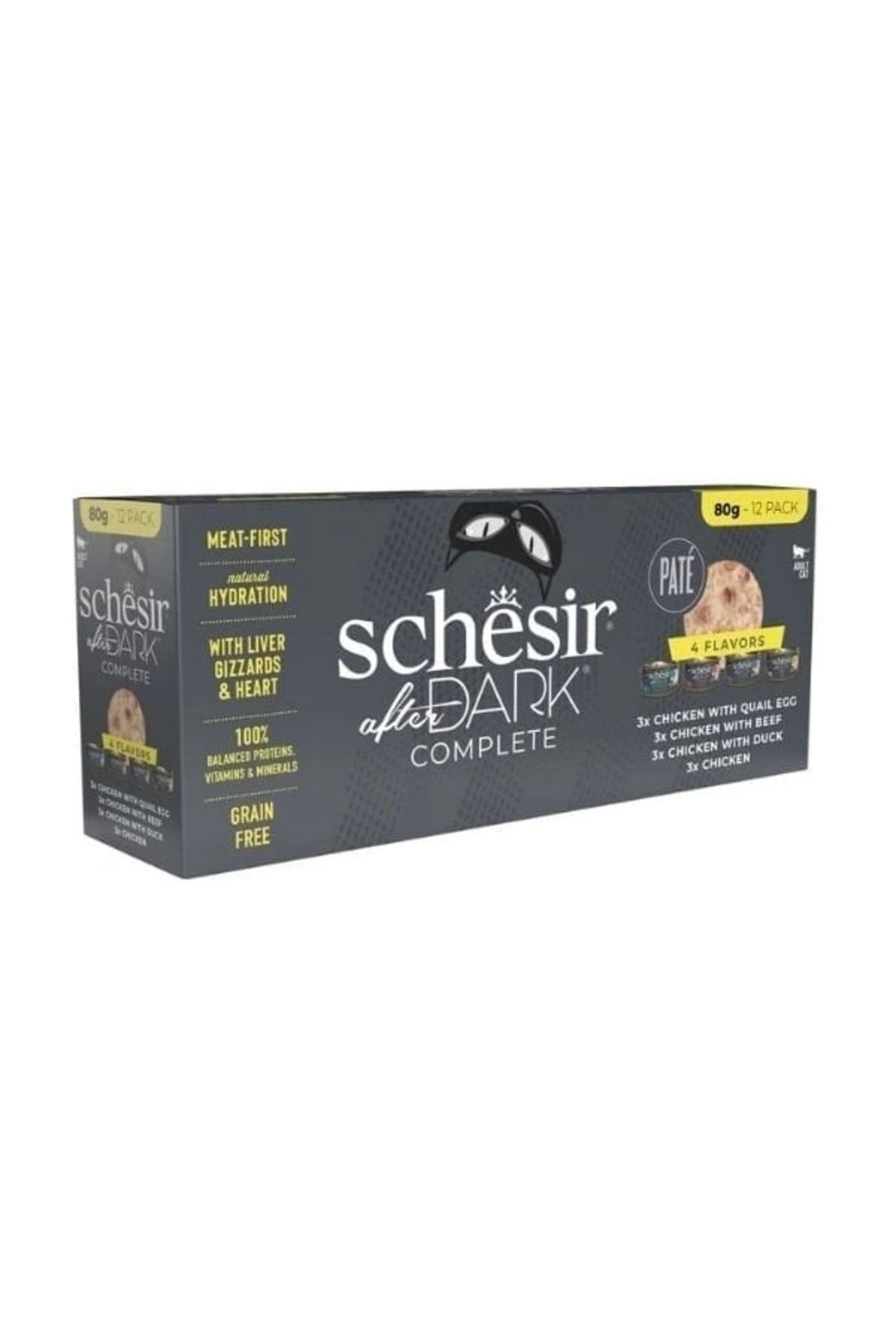 No8 Home Schesir After Dark Pate Et Suyunda Karışık Lezzetler Yetişkin Konserve Kedi Maması 12 Adet 80 Gr