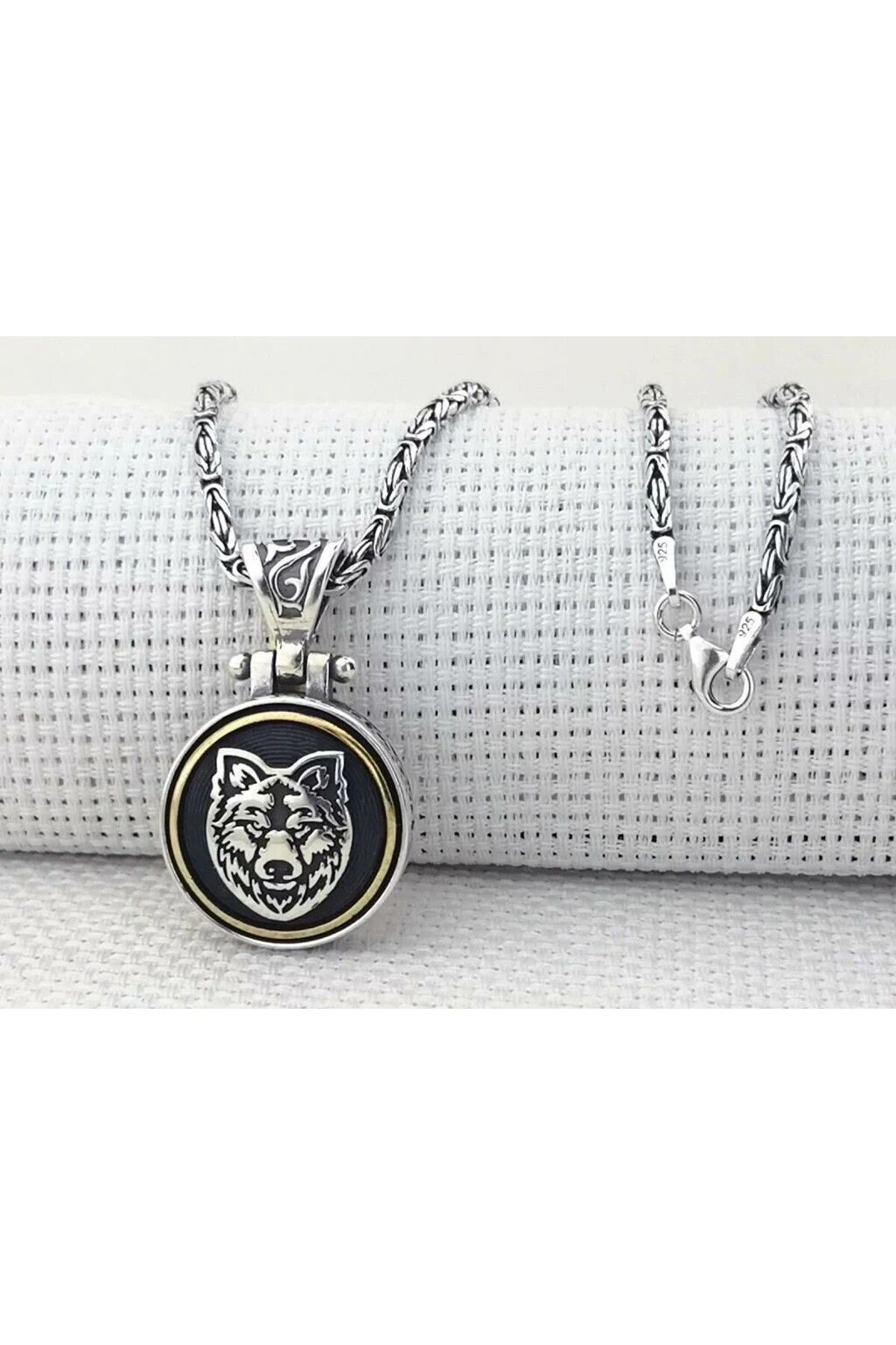 shop Bozkurt Tasarımlı Kral Zincirli Ortası Dönen 925 Ayar Gümüş Erkek Kolye