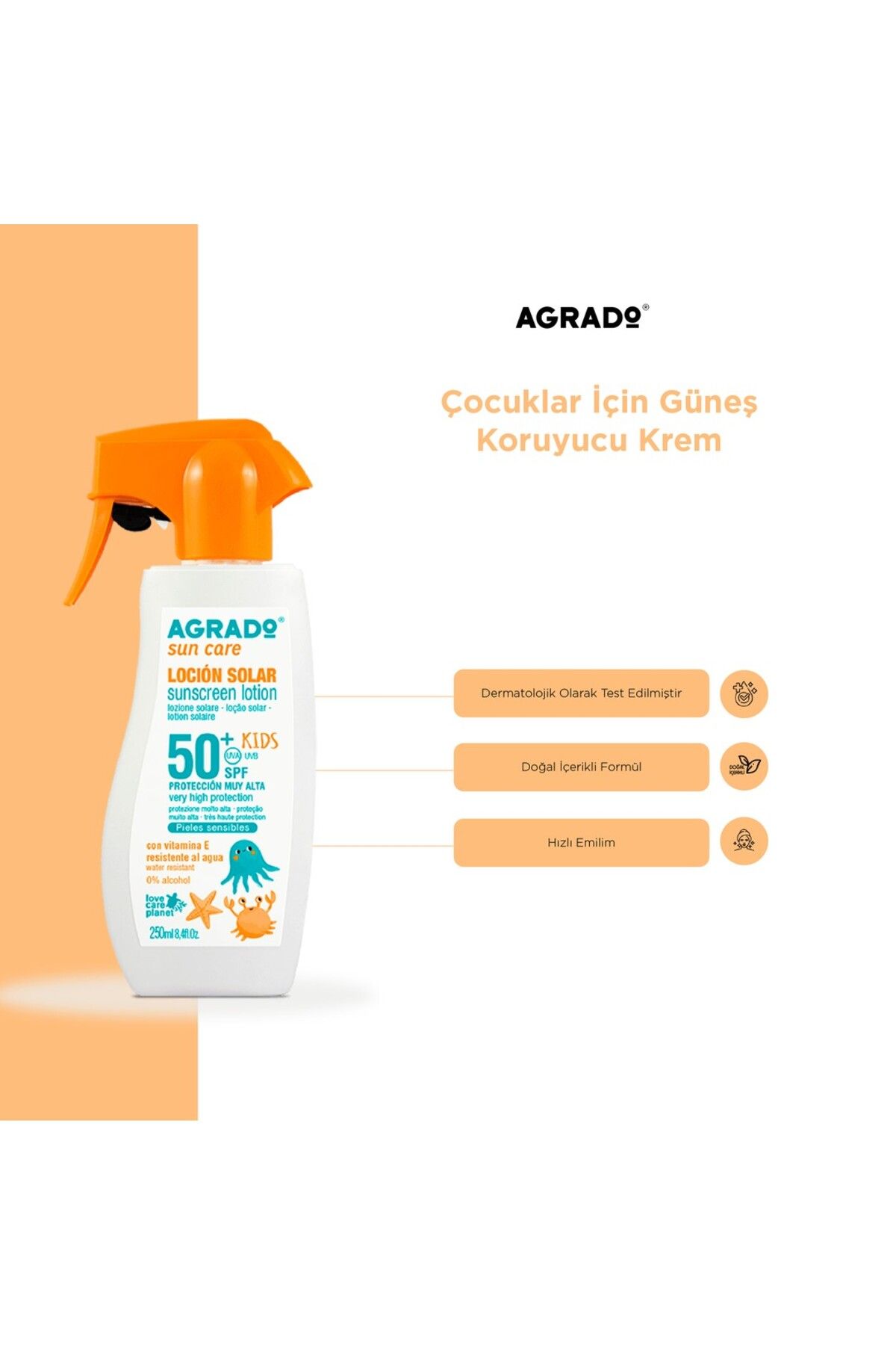 Agrado Çocuklar için Güneş Koruyucu Krem (250ml)
