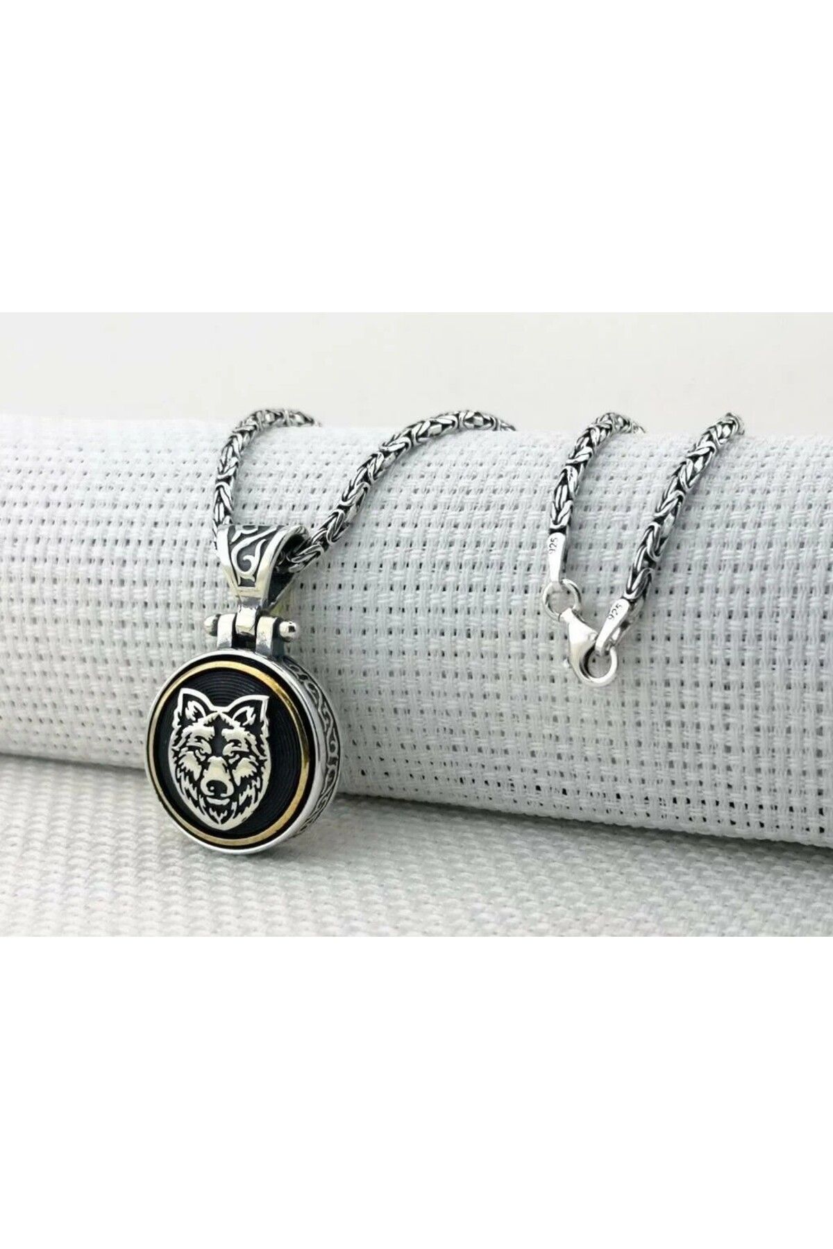 shop Bozkurt Tasarımlı Kral Zincirli Ortası Dönen 925 Ayar Gümüş Erkek Kolye