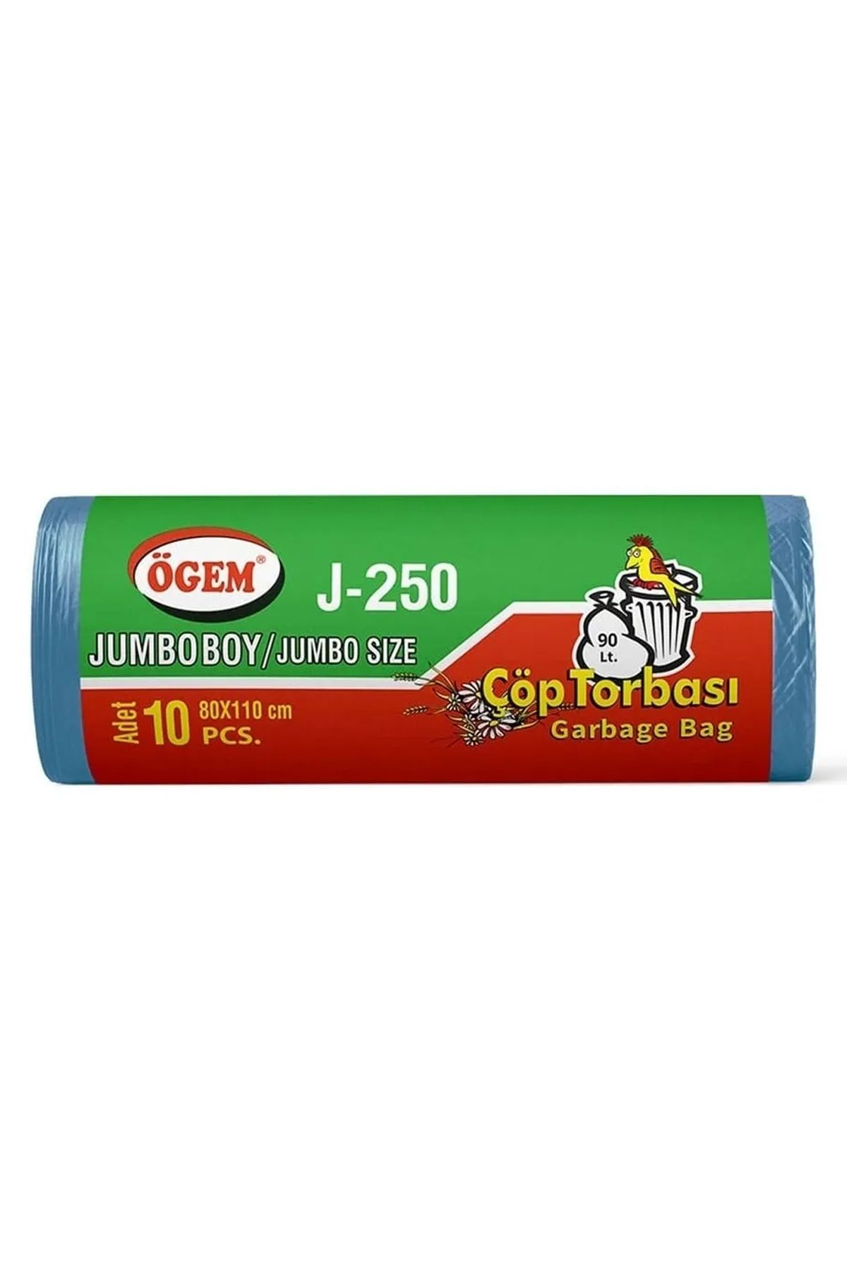 Serero J-250 Jumbo Boy Çöp Torbası 80 x 110 cm 10 Lu Rulo x 1 Paket = 10 Adet (Mavi)