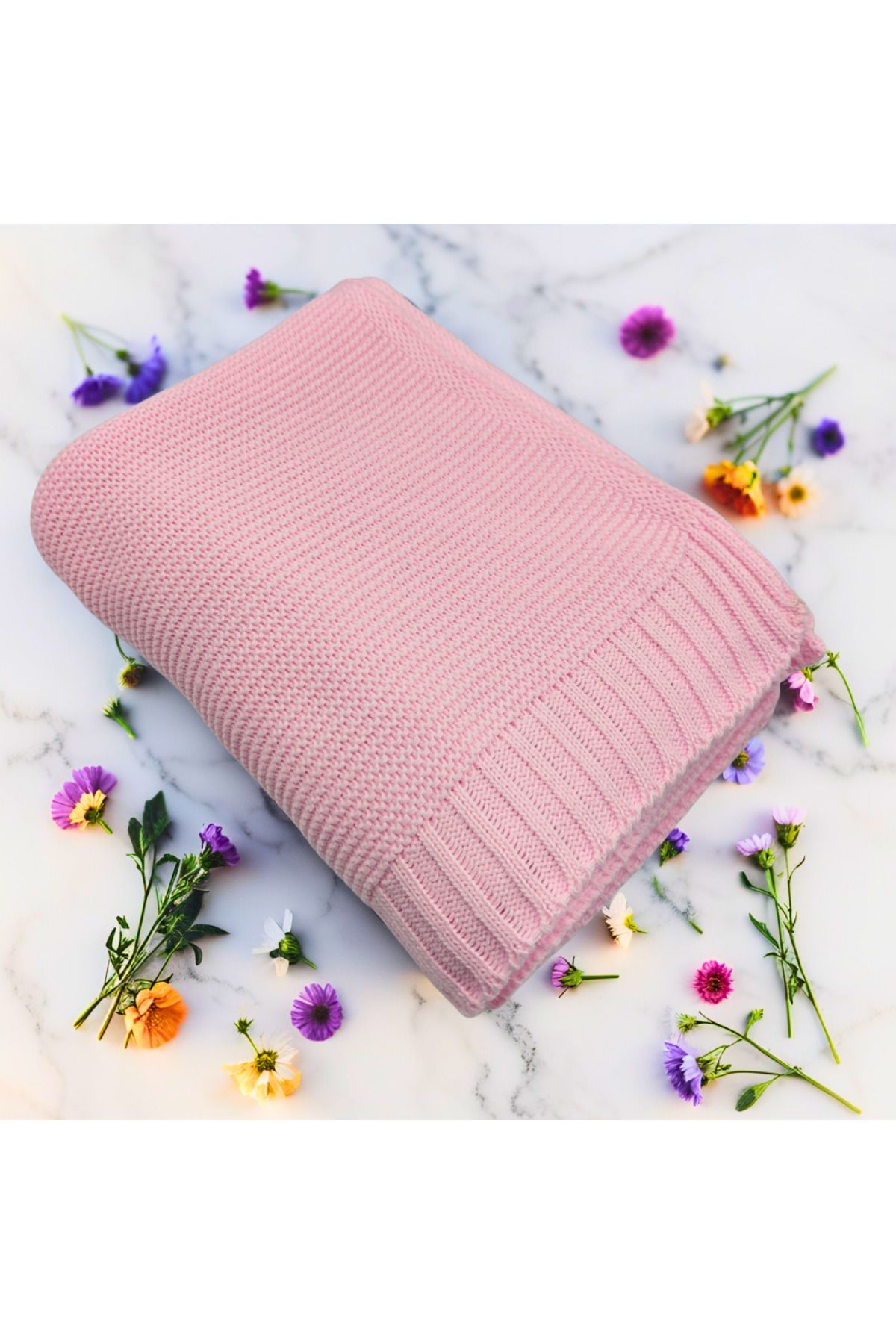 CHIMARIVA Kişiye Özel Triko Bebek Battaniyesi - %100 Pamuk, Yumuşak, Hediye ve Baby Shower İçin İdeal