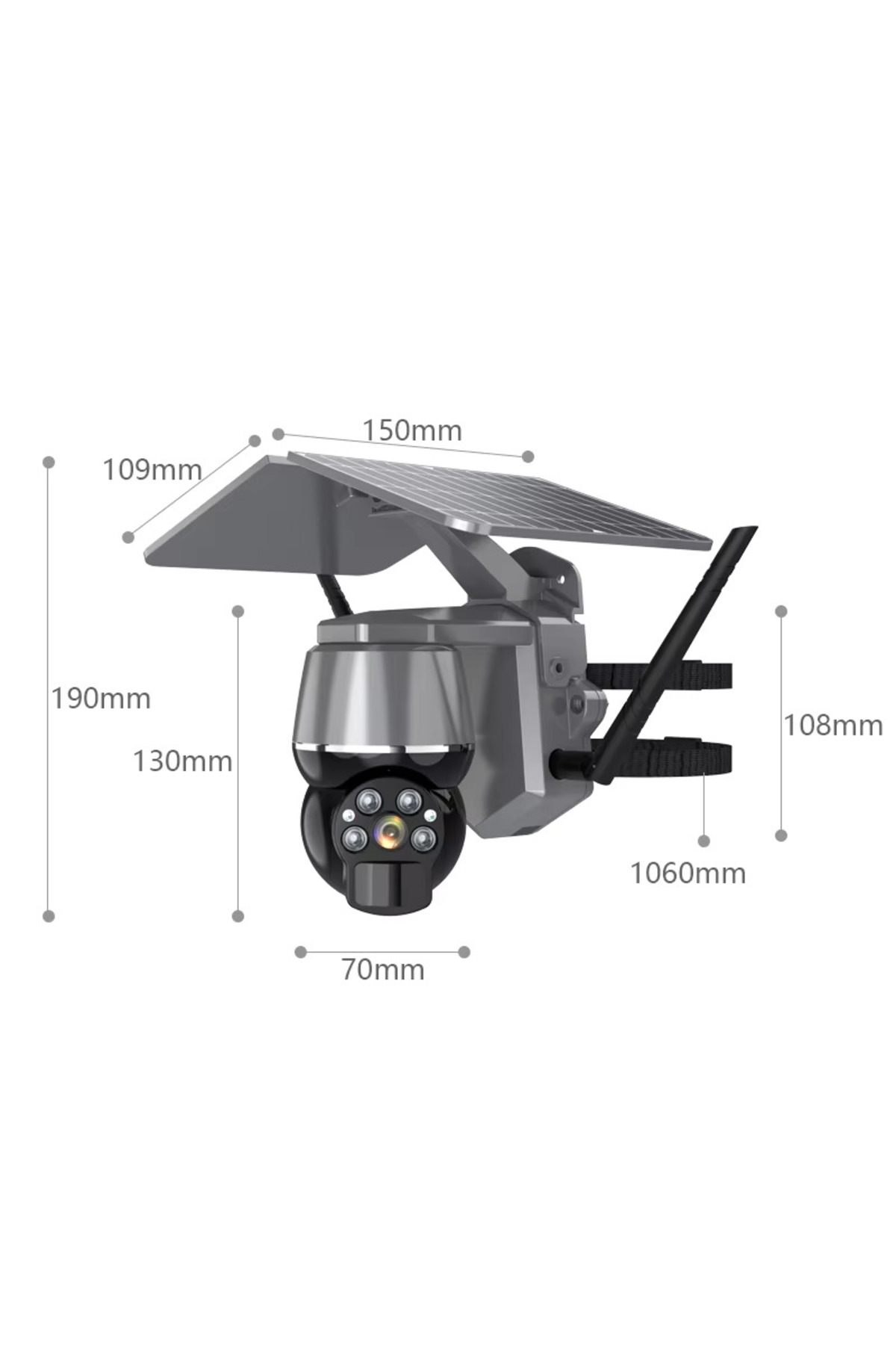 GÜMRÜK BEY ICAM Güneş Enerjili TF Kart Destekli Wifi PTZ IP Kamera 4Mp. HD Lens 360 Derece Gece Görüşü fotoğrafı 7 (önizleme)