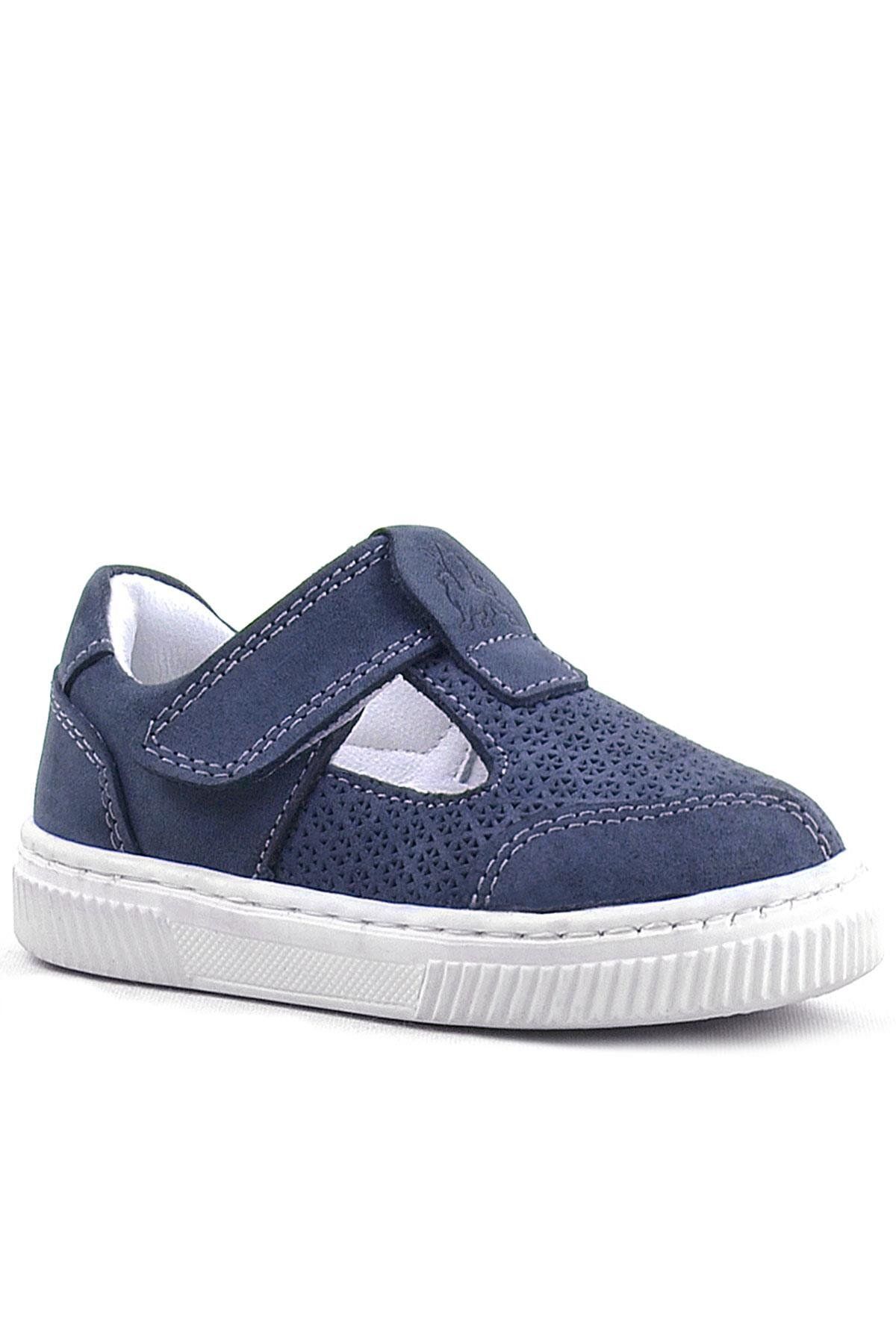 Rakerplus Bheem Hakiki Deri Lacivert Nubuk Cırtlı Bebek Sneaker Sandalet