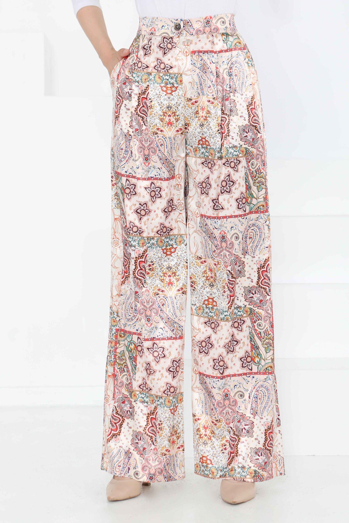 TOFİSA Etnik Desen Pantolon Bej - 27249