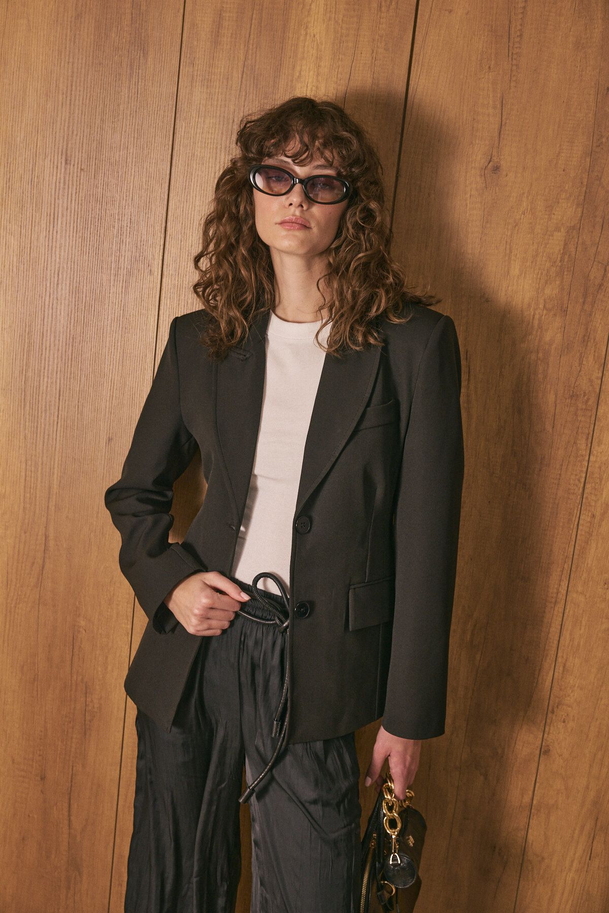 EMNORA Belden Oturtmalı Premium Blazer Ceket Siyah