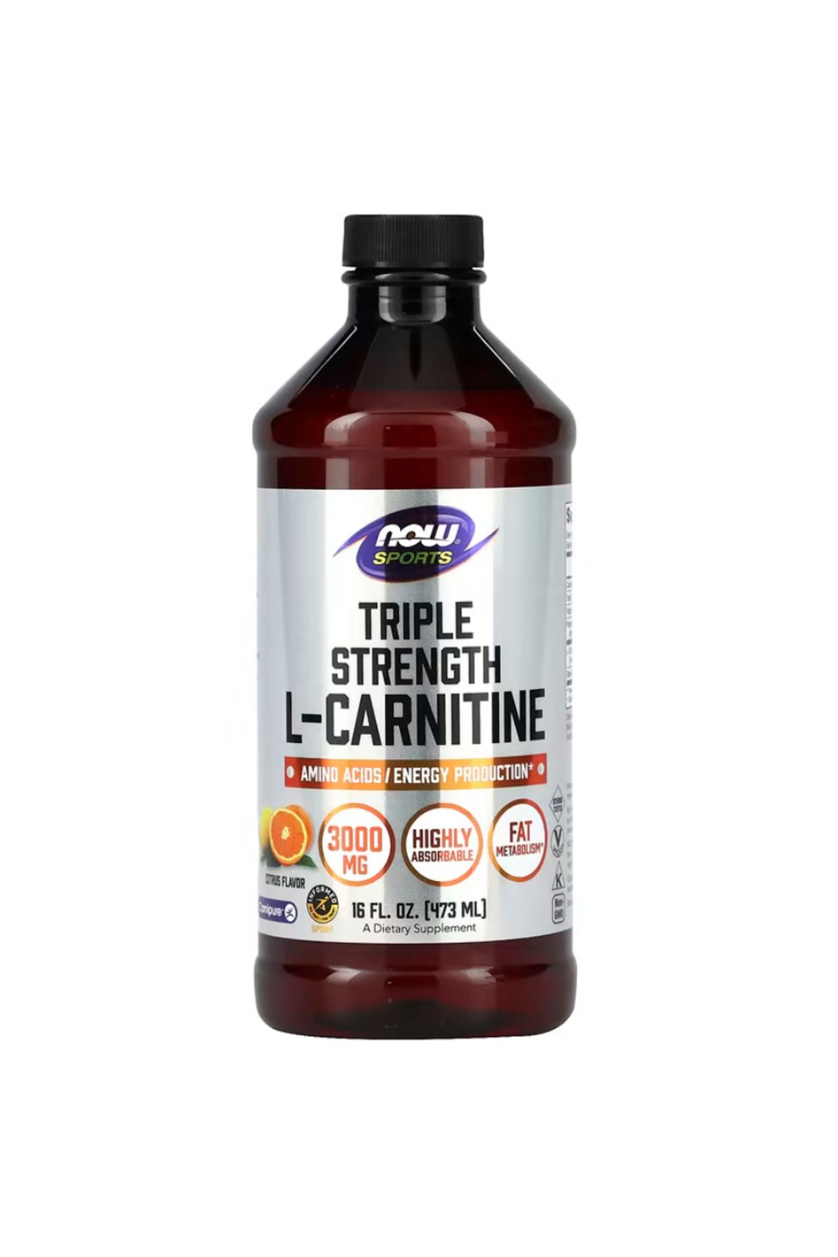 Now Foods , Sports, Triple Strength L-Carnitine Liquid, Citrus, 3,000 mg, 16 fl oz (473 ml)