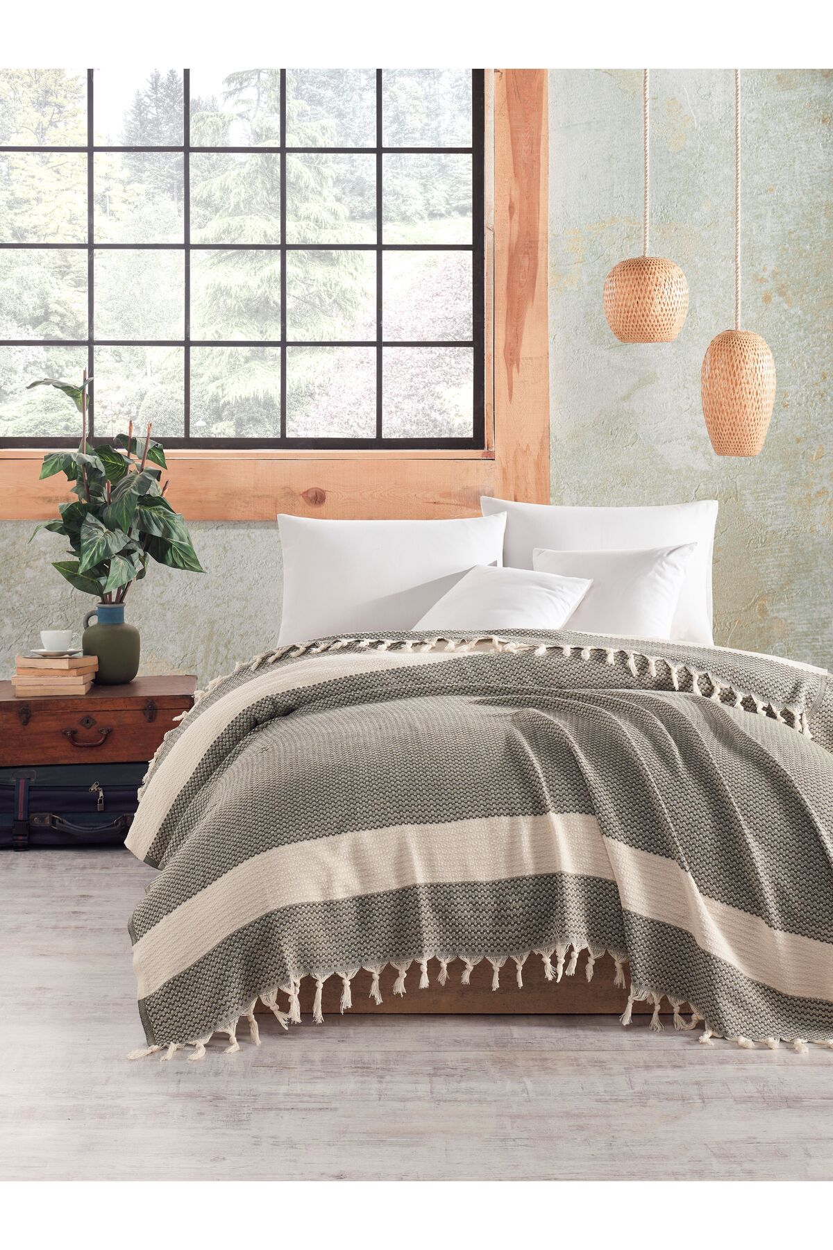 Rebeka Home Collection Luna Koyu Yeşil 200x230 Çift Kişilik Pike