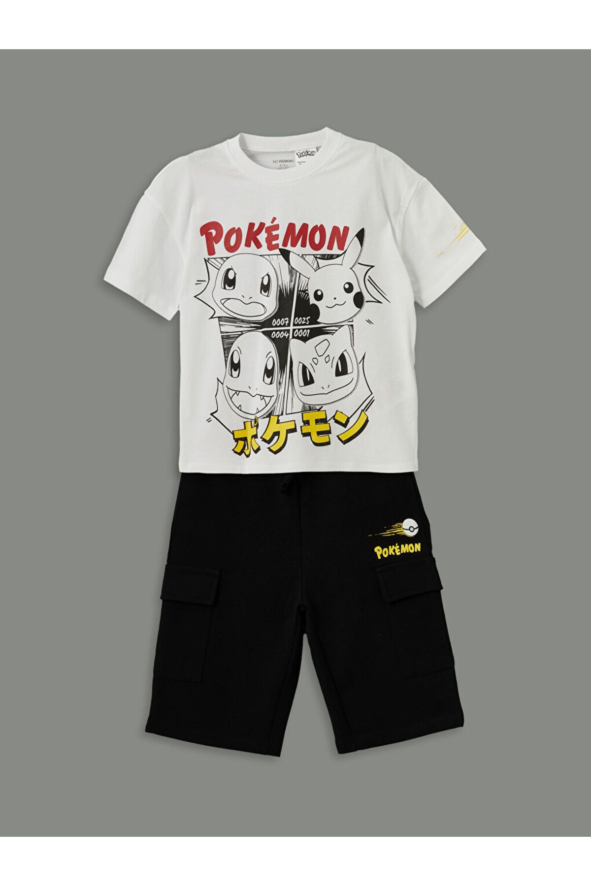 LC Waikiki LCW Kids Beyaz Pokemon Baskılı Erkek Çocuk Tişört ve Şort 2'li
