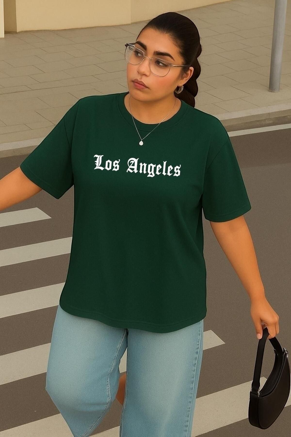 BENROMA BÜYÜK BEDEN LOS ANGELES BASKILI UNİSEX TİŞÖRT