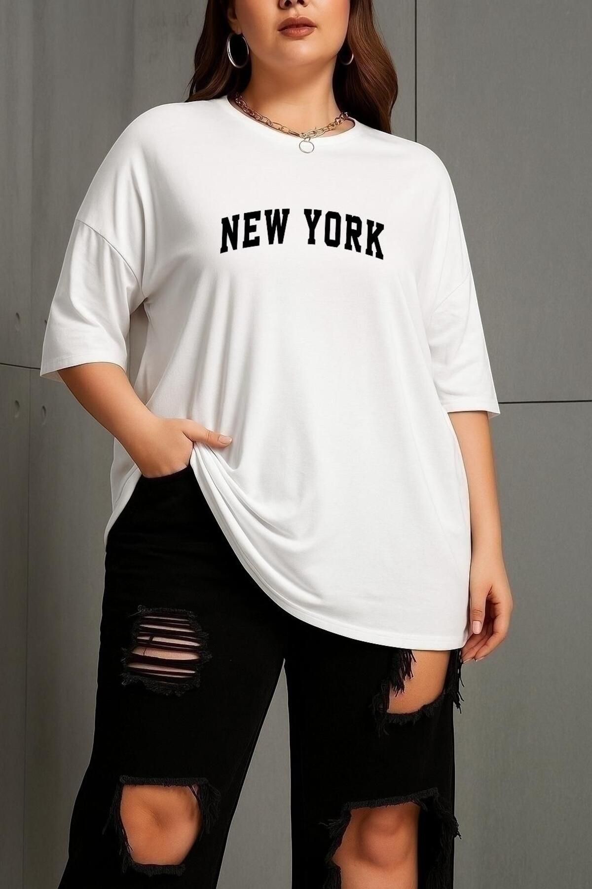 BENROMA BÜYÜK BEDEN NEW YORK BASKILI UNİSEX TİŞÖRT