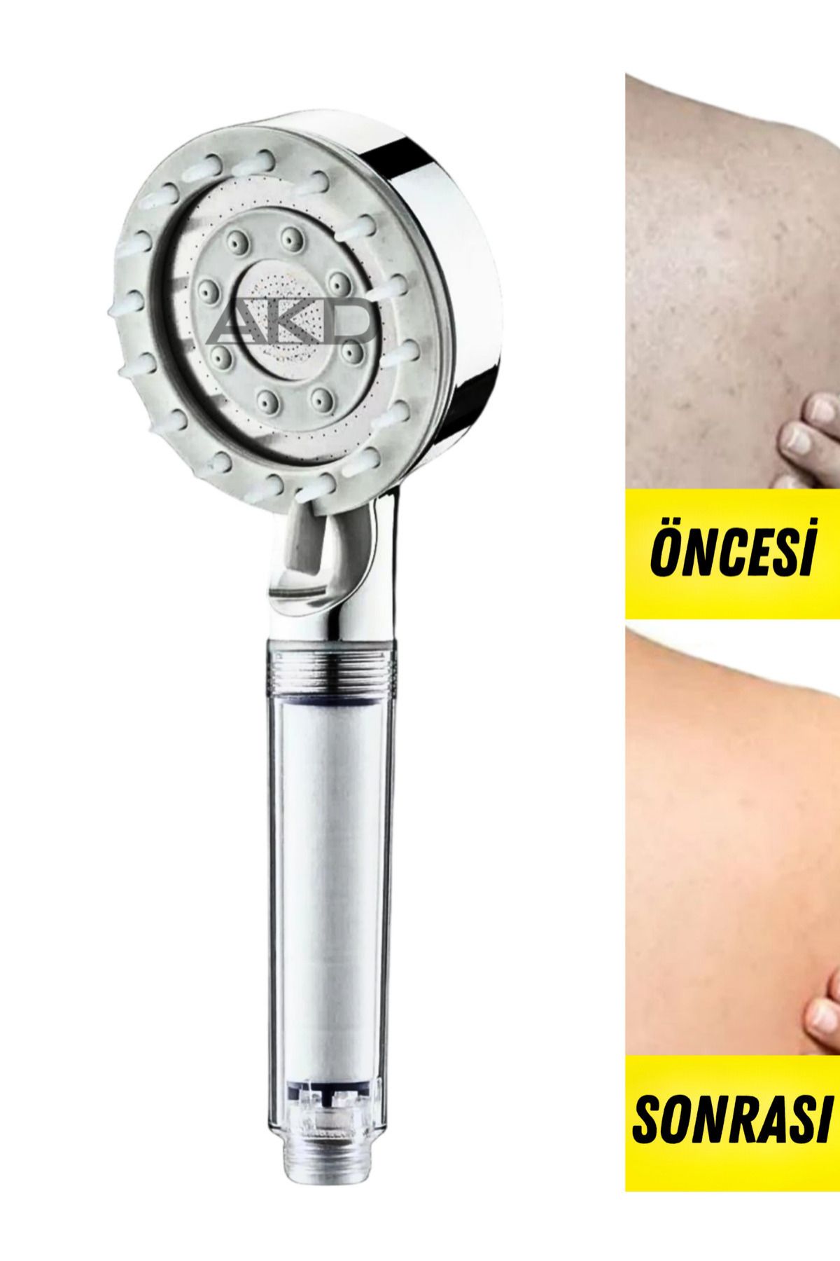 Akdoğan Yapı Ve Hırdavat Masaj Başlıklı Filtreli Duş Başlığı | Su Arıtmalı, Basınç Artırıcı, Kireç Önleyici Sistemli Duş