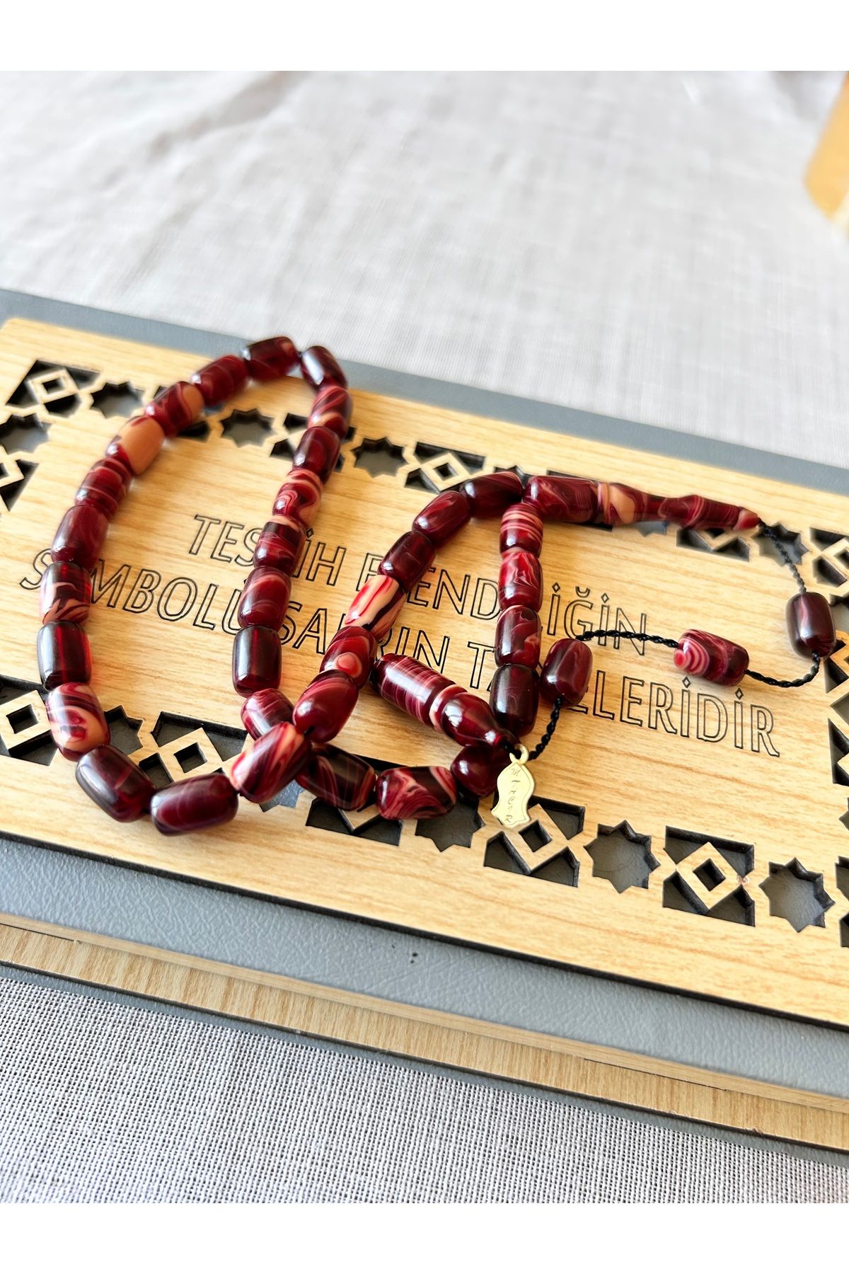 shop Muhammet Tacir Usta İmzalı Çift Renk Sıkma Kehribar Tesbih (Özel Hediye Kutusunda)