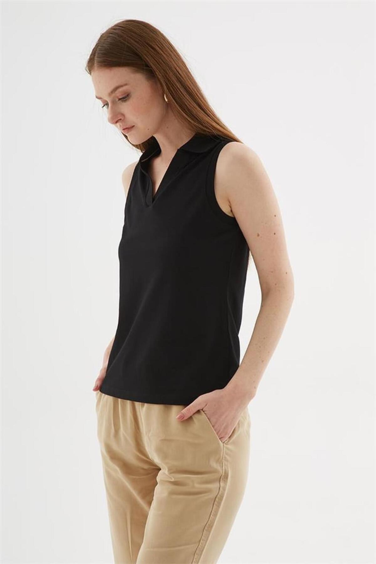 Fashion Friends-25Y0516K1 Women's Polo V-Neck Sleeveless T-Shirt 3