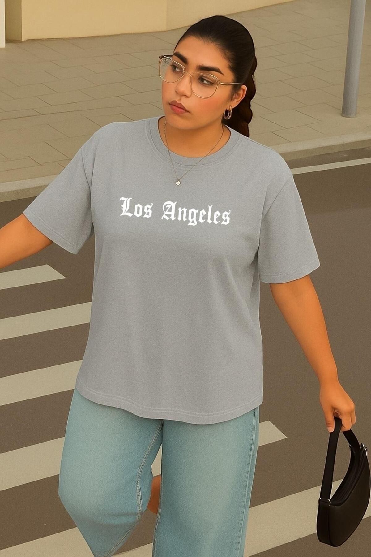 BENROMA BÜYÜK BEDEN LOS ANGELES BASKILI UNİSEX TİŞÖRT