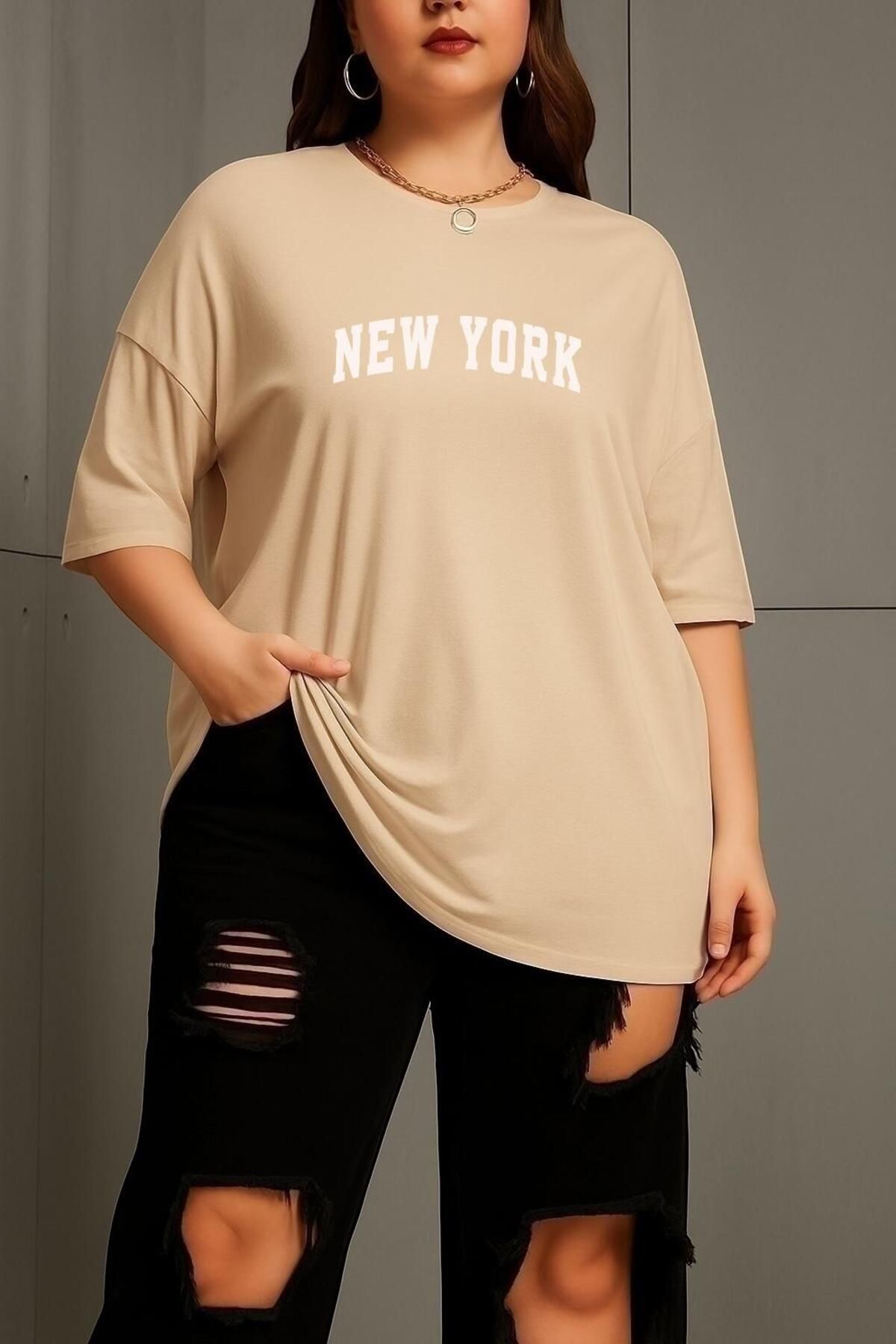 BENROMA BÜYÜK BEDEN NEW YORK BASKILI UNİSEX TİŞÖRT