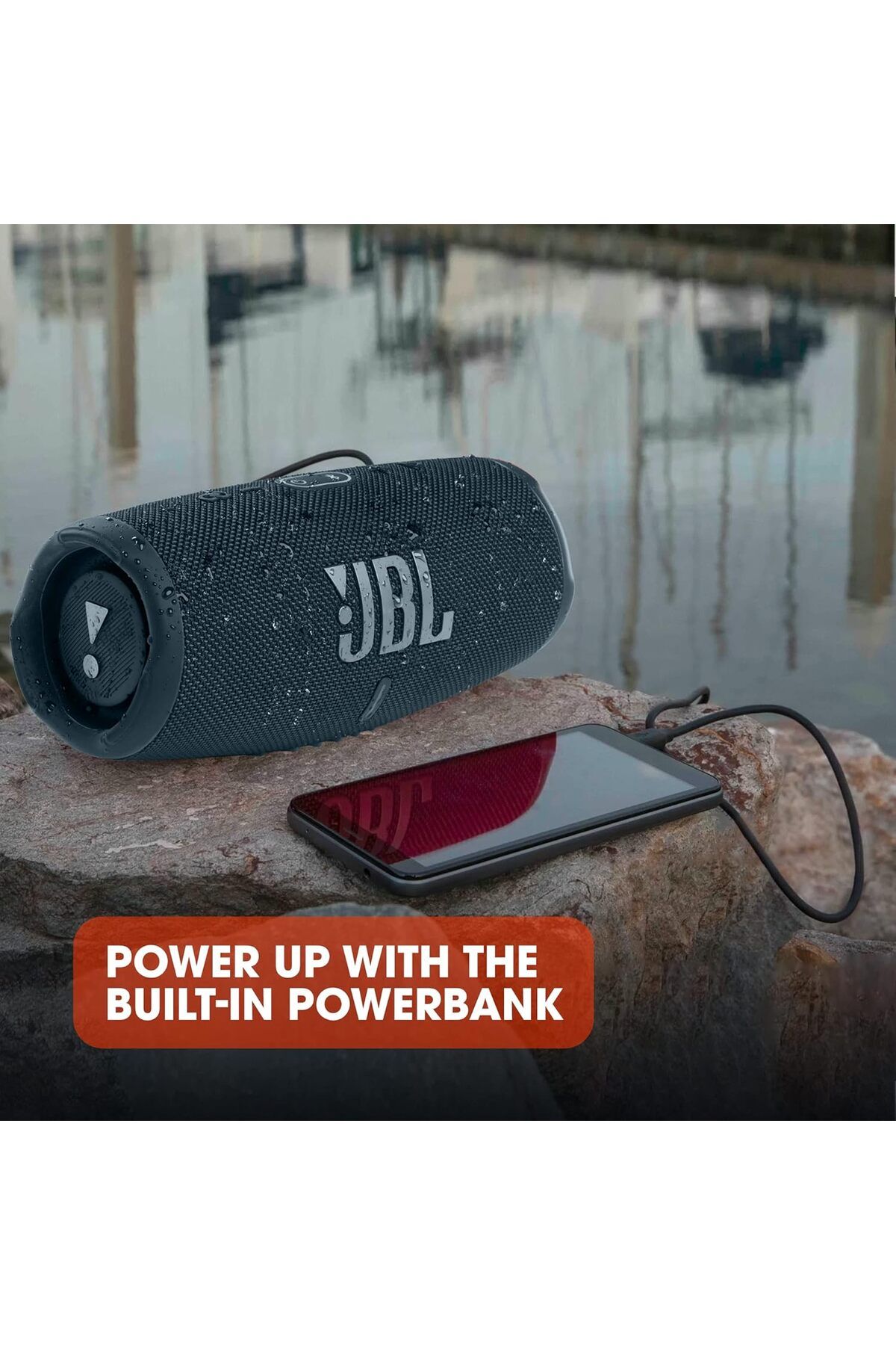 JBL-Charge 5 - Portable Bluetooth Speaker with deep bass, IP67 waterproof built-in powerbank, blue 3