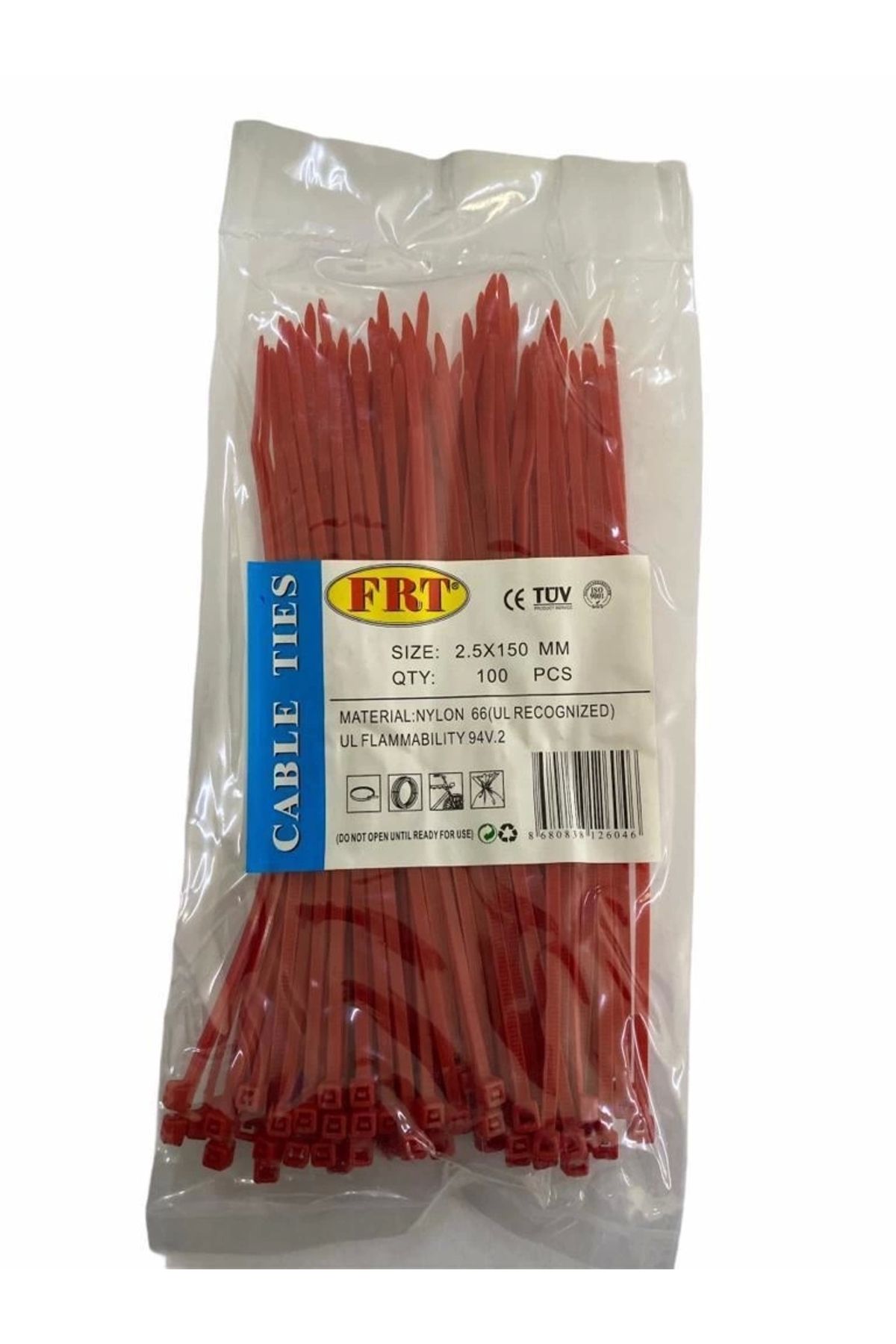 minaydan FRT Kırmızı 2,5x150 Kablo Bağı