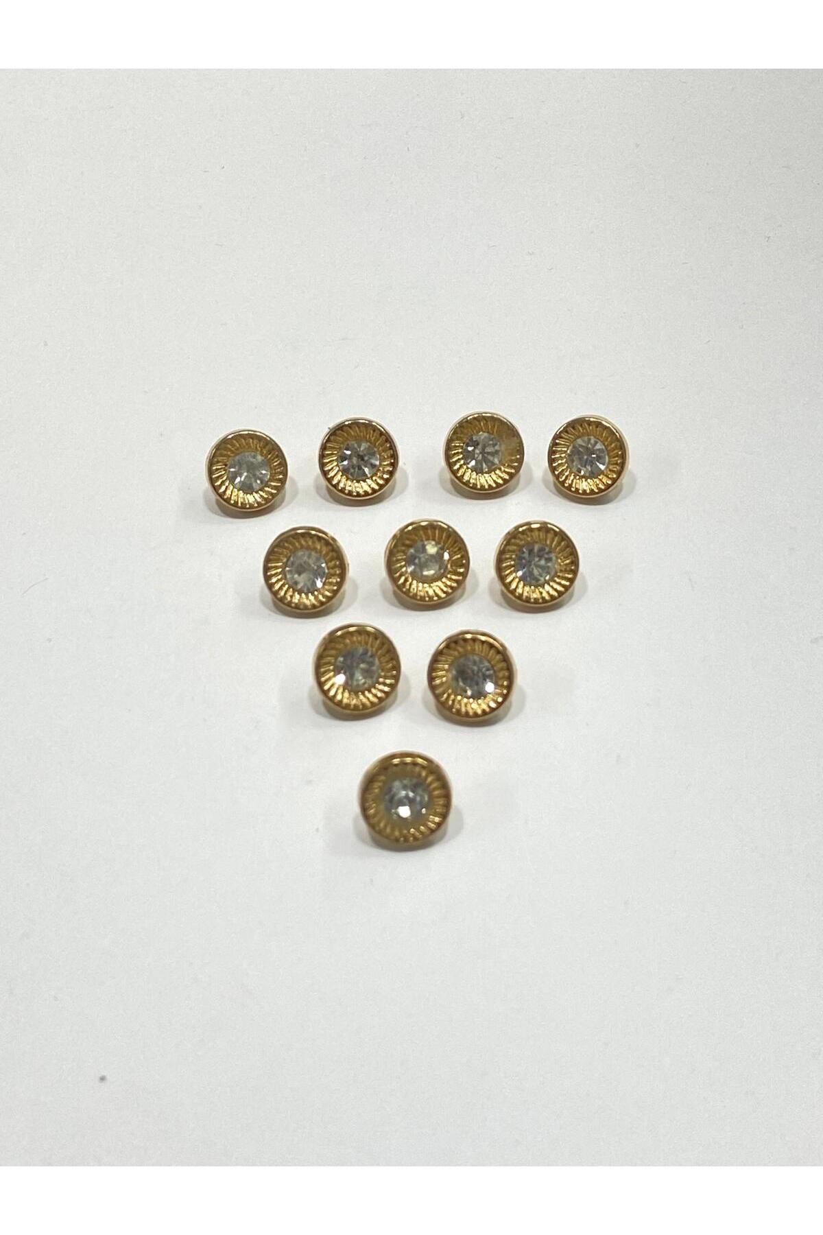 karantuhafiye Taşlı Bluz Düğmesi / Metal Bluz Düğmesi Gold / 10 Adet /2887/ Model 6