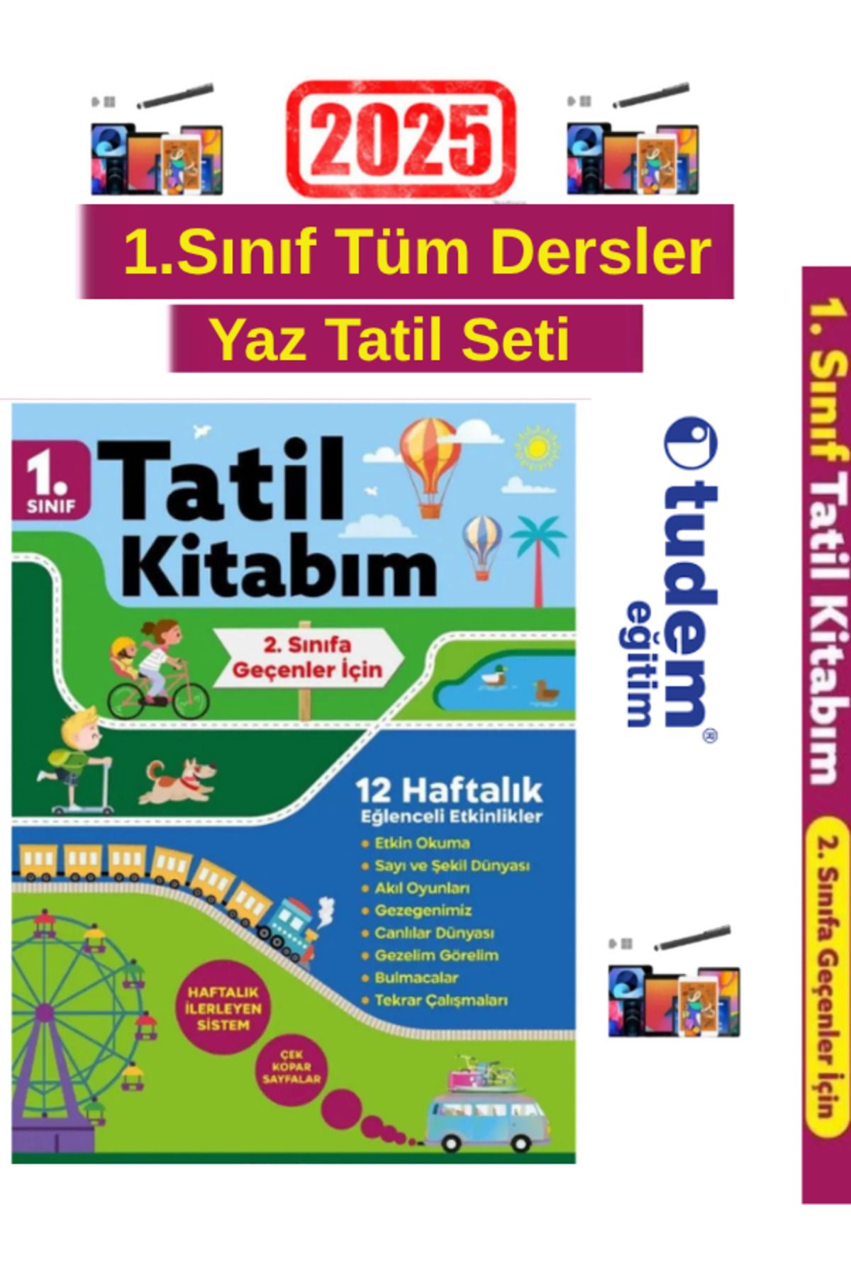 Tudem Yayınları 2025 1.Sınıf 12 Haftalık Yaz Tatil Kitabı(2.sınıfa Geçenler İçin)+Android Kalem