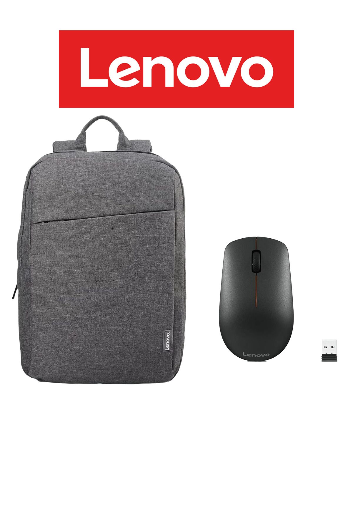 LENOVO Case 15.6" B210 Laptop Sırt Çantası Gri + LENOVO 400 Wireless Kablosuz Mouse Siyah