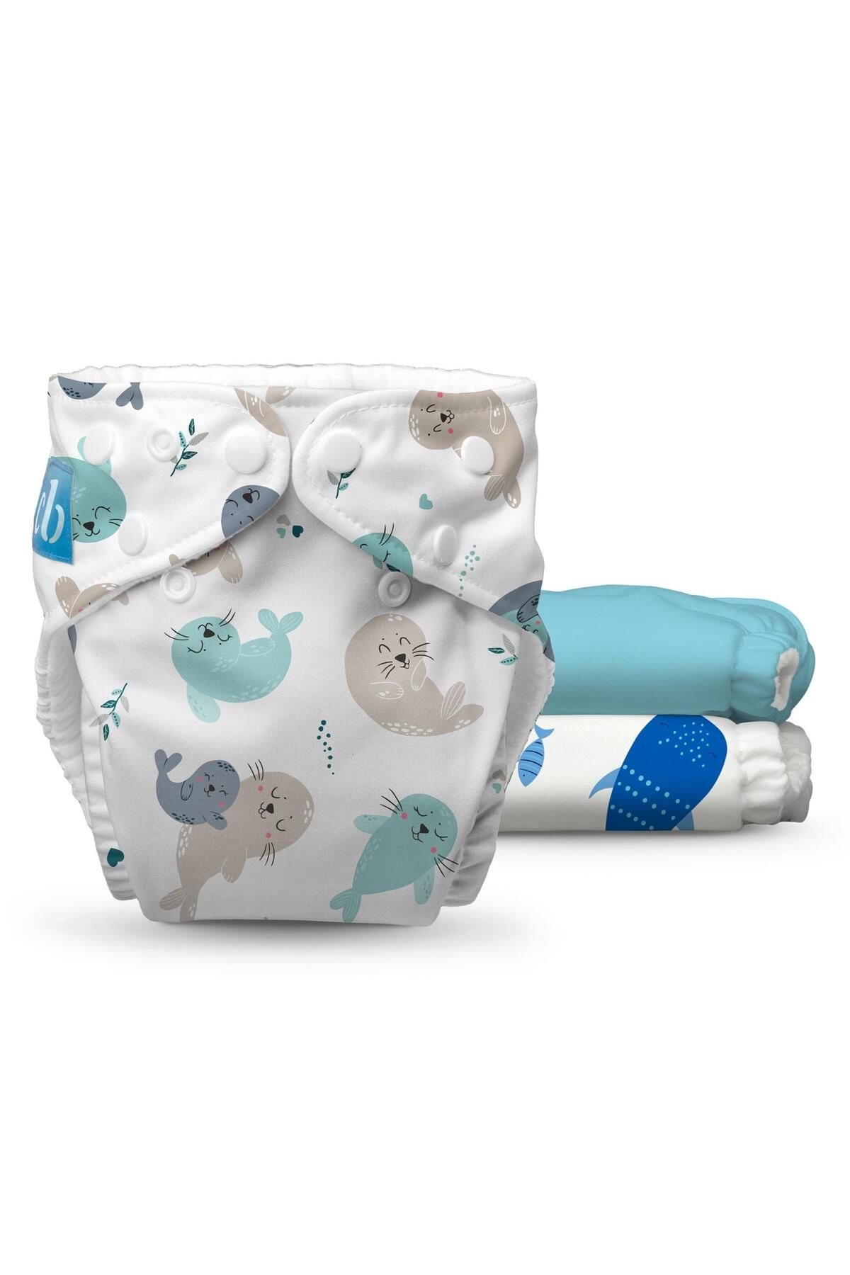 Charlie Banana Yıkanabilir Bebek Bezi, Standart Beden 0-36ay, 3lü paket, SEALY SEAS