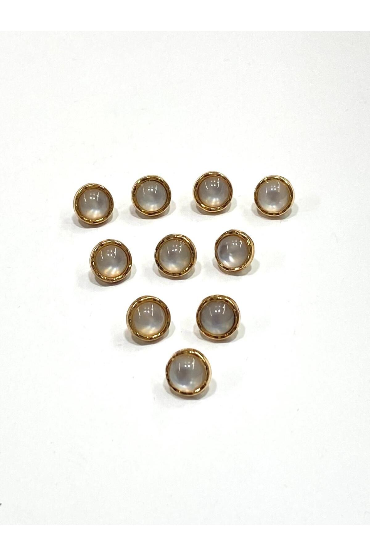 karantuhafiye Taşlı Bluz Düğmesi / Metal Bluz Düğmesi Gold / 10 Adet /2887/ Model 7