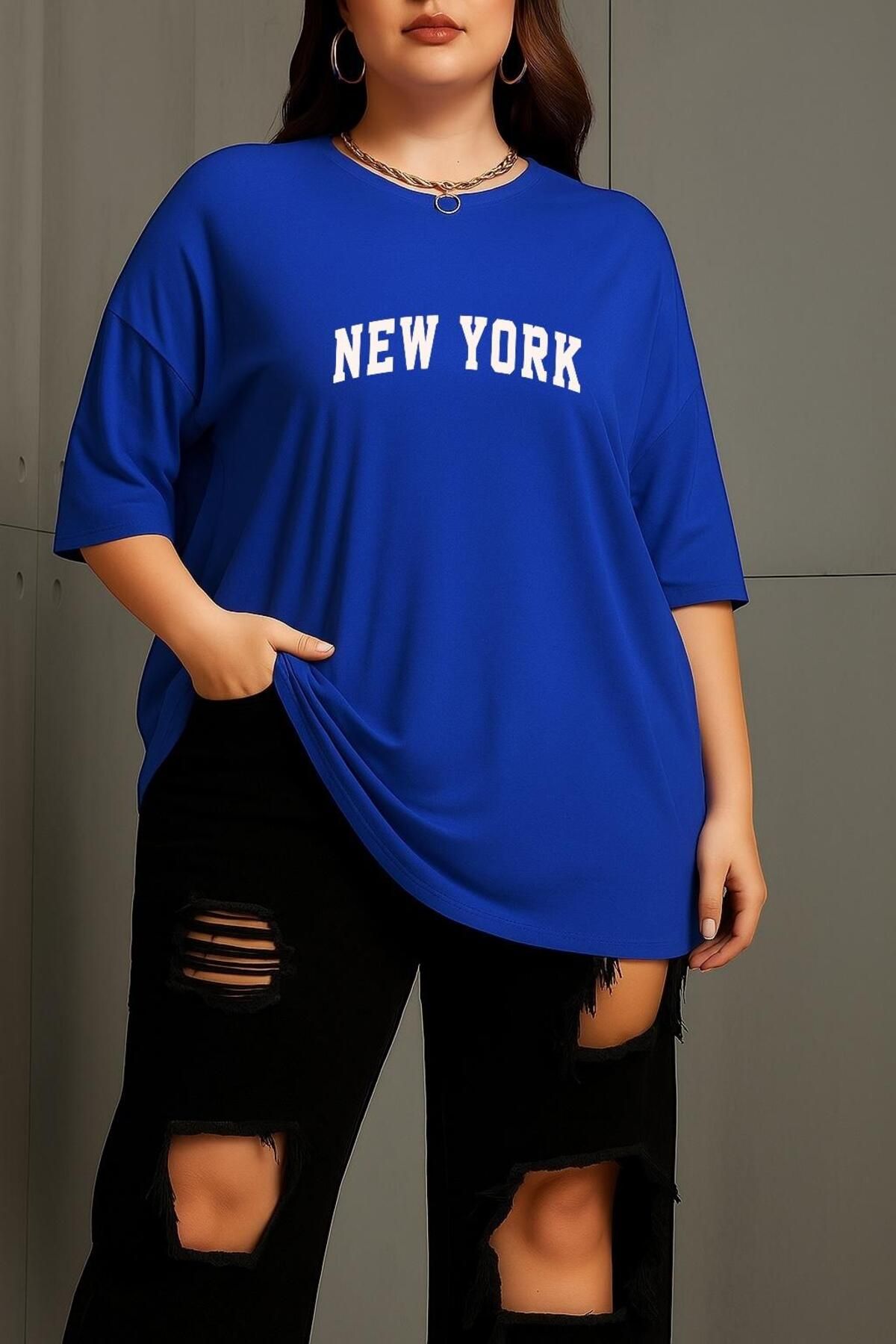 BENROMA BÜYÜK BEDEN NEW YORK BASKILI UNİSEX TİŞÖRT