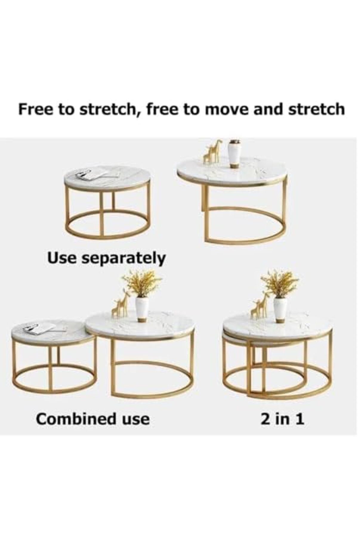Generic-Modern Nesting Coffee Table Set of 2 Wooden Side Table Minimalist Round Nesting Table Sturdy Steel F 5