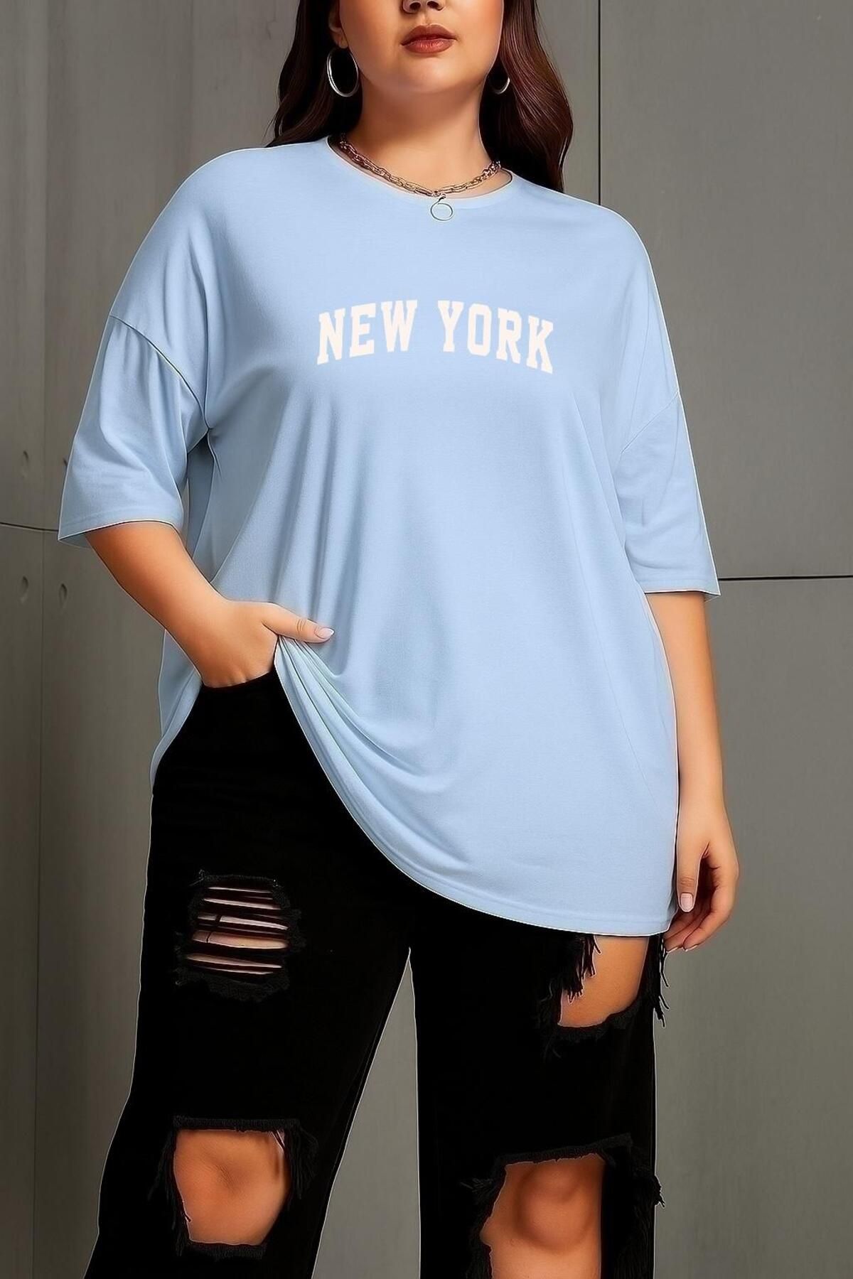 BENROMA BÜYÜK BEDEN NEW YORK BASKILI UNİSEX TİŞÖRT