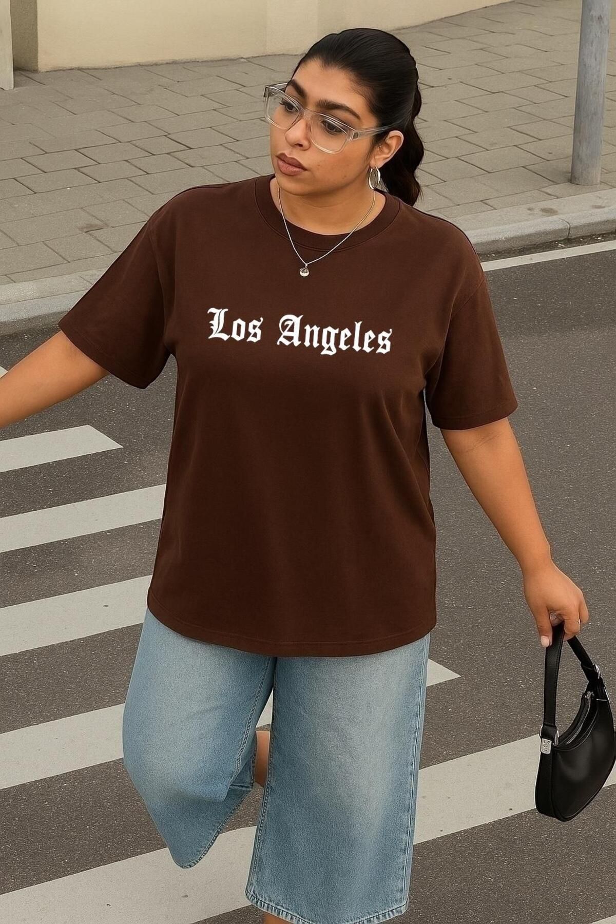 BENROMA BÜYÜK BEDEN LOS ANGELES BASKILI UNİSEX TİŞÖRT