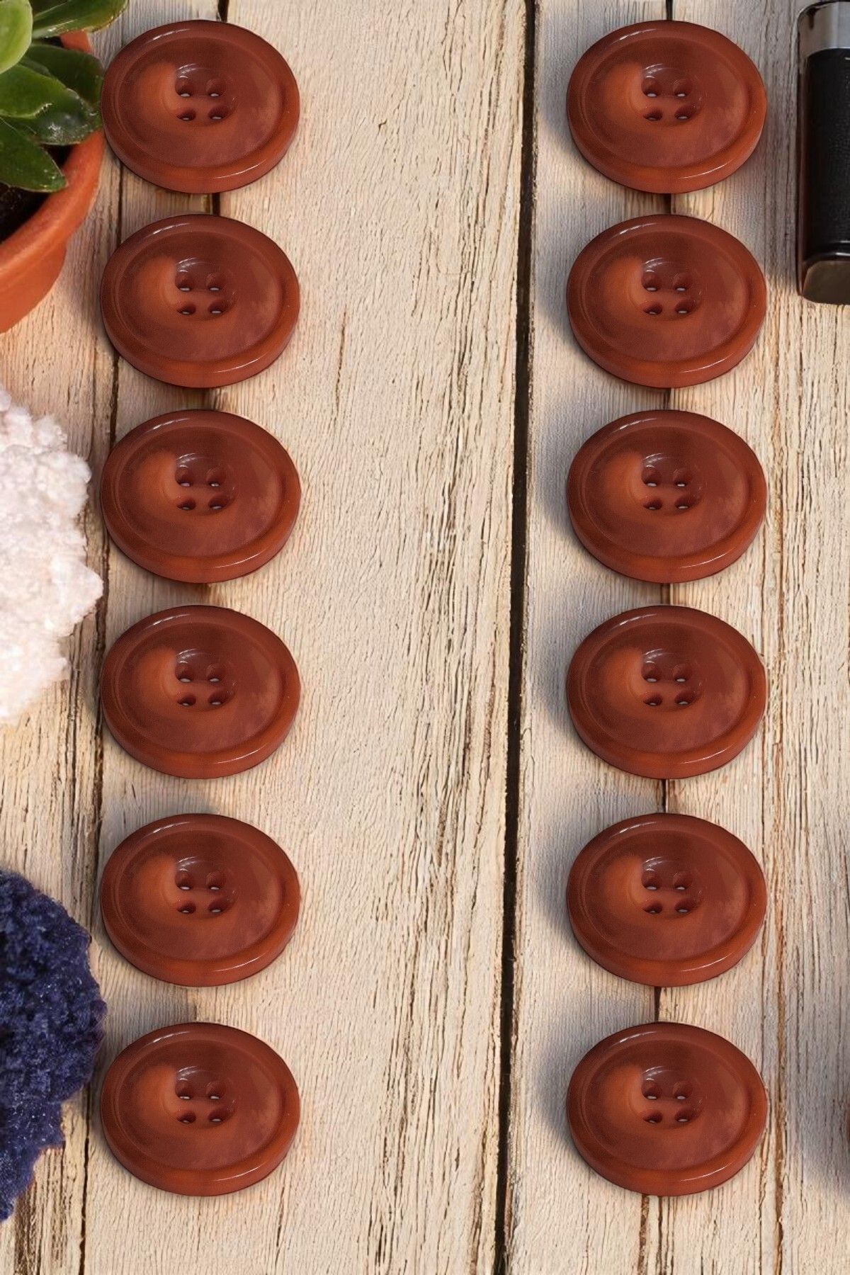 Ece Örgü Tasarım Atölyesi 2,6 Cm Çapında kırmızı tonlarında Rengi on ikili Düğme Seti