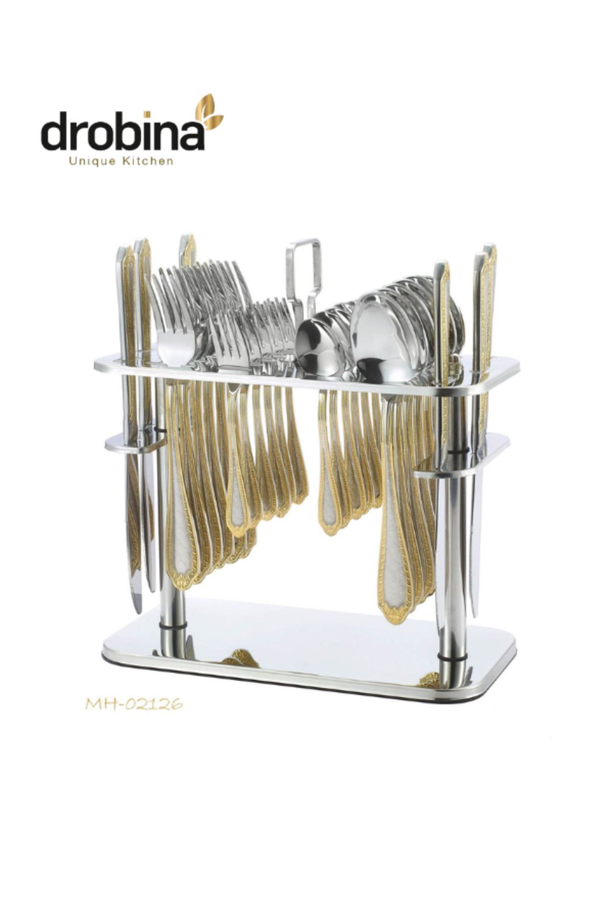 drobina-Dropina 30-Piece Stainless Steel Spoon Set with Stand, Silver 1