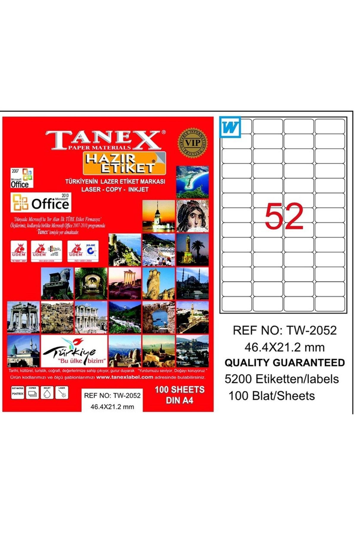 Serero Tanex Tw-2052 46,4x21,2 Mm Lazer Etiket 100'lü