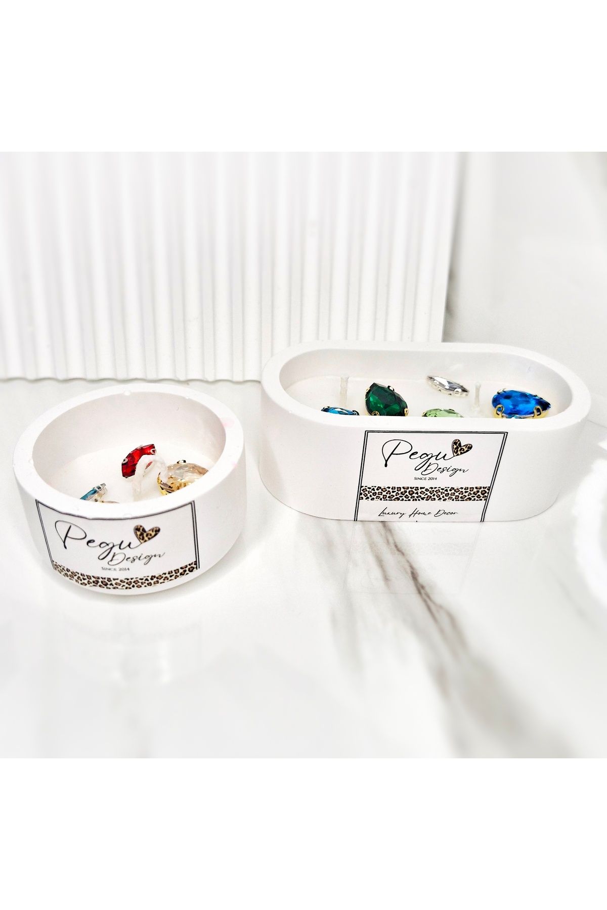 Pegubabycollection 2 liKristal Taşlı Özel Tasarım %100 Doğal Soya Wax Mum