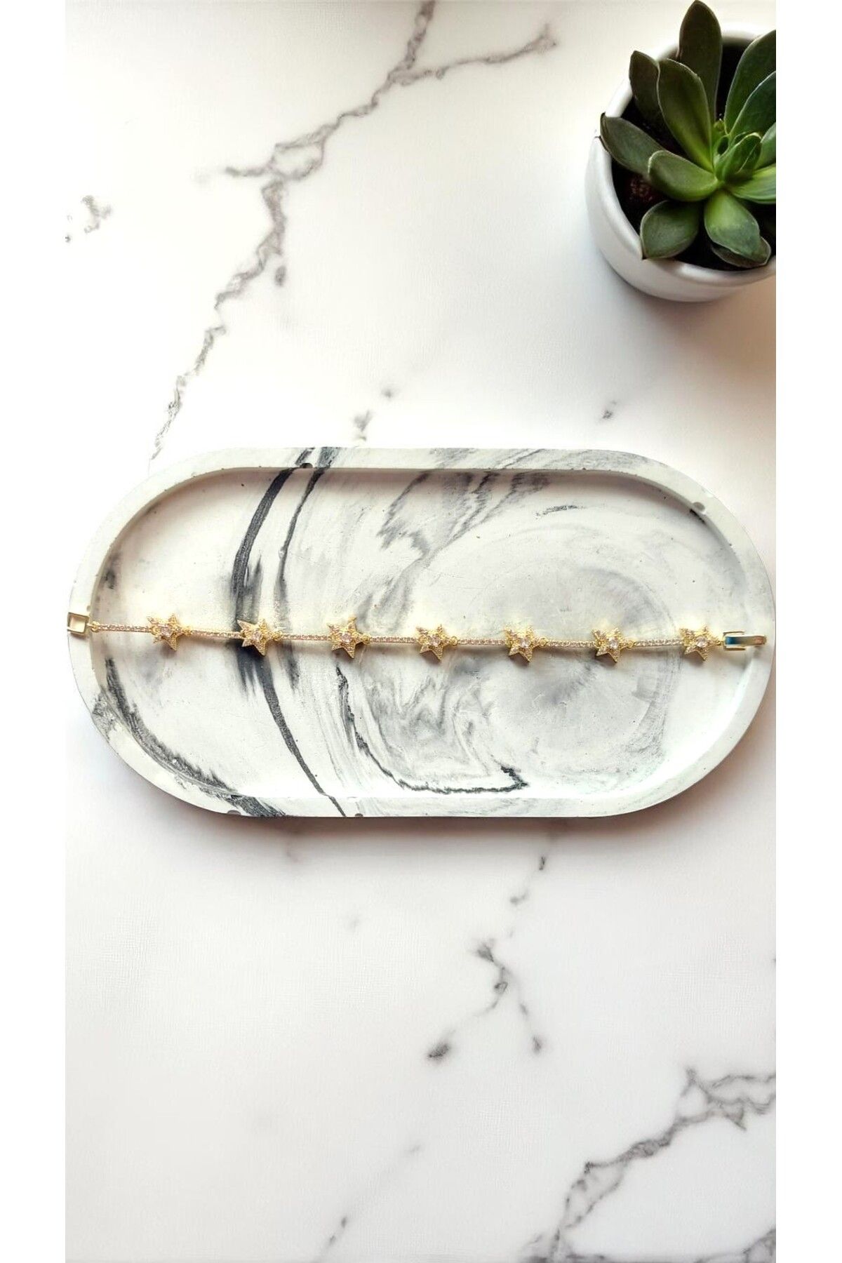 NOVA JEWELLERY Altın ve Gümüş Renkli Yıldız Model Klipsli Paslanmaz Çelik Bileklik |STEEL BRACELET