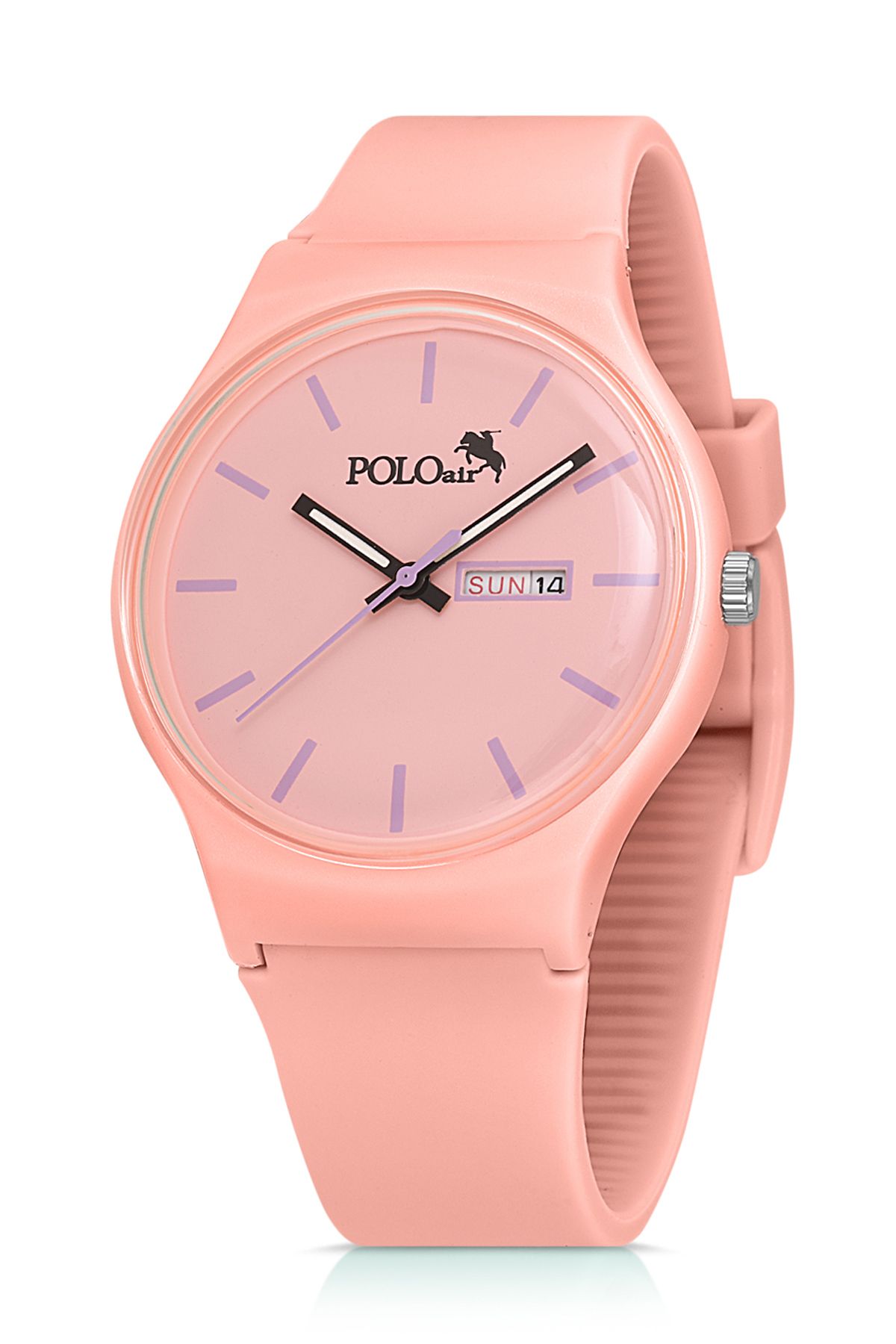 Polo Air Spor Unisex Silikon Kordon Gün Ay Takvimli Kol Saati Açık Pembe Renk PL-1555B6x